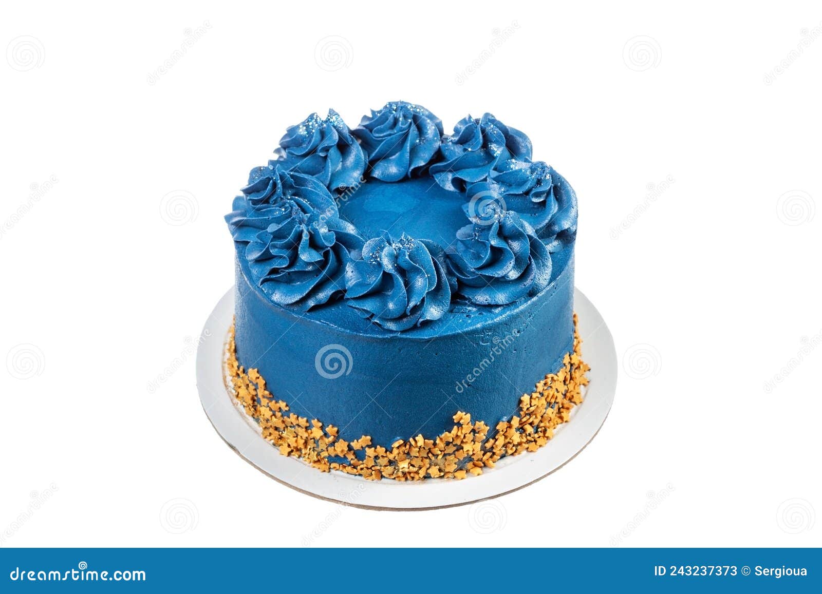 Bolo De Rosa Creme Azul Com Fundo Branco Para Comemoração De Aniversário.  Imagem de Stock - Imagem de pastelaria, feriado: 243237373