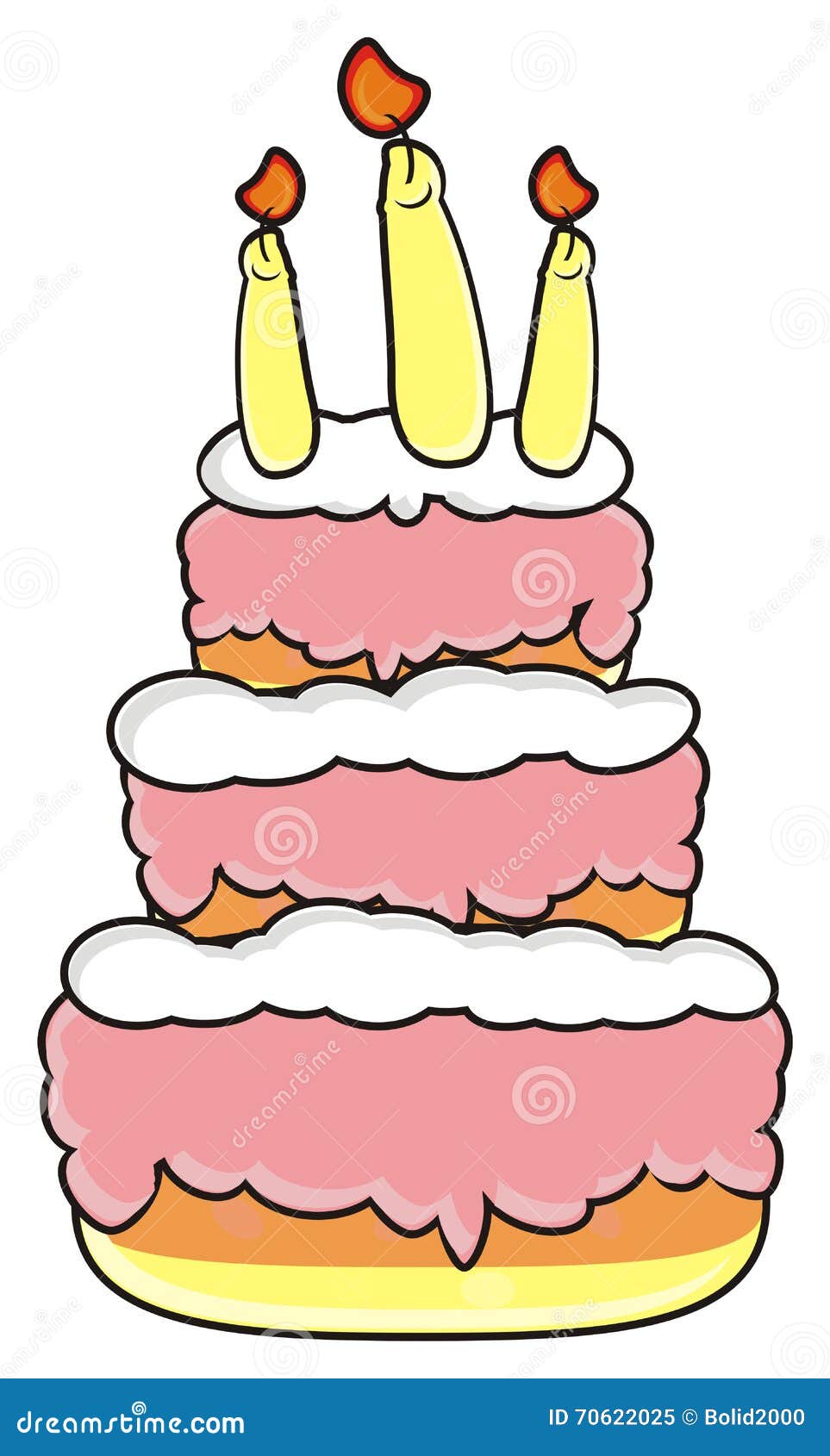 Birthday Cake Cartoon - Bolo Três Andares Desenho Png,Birthday