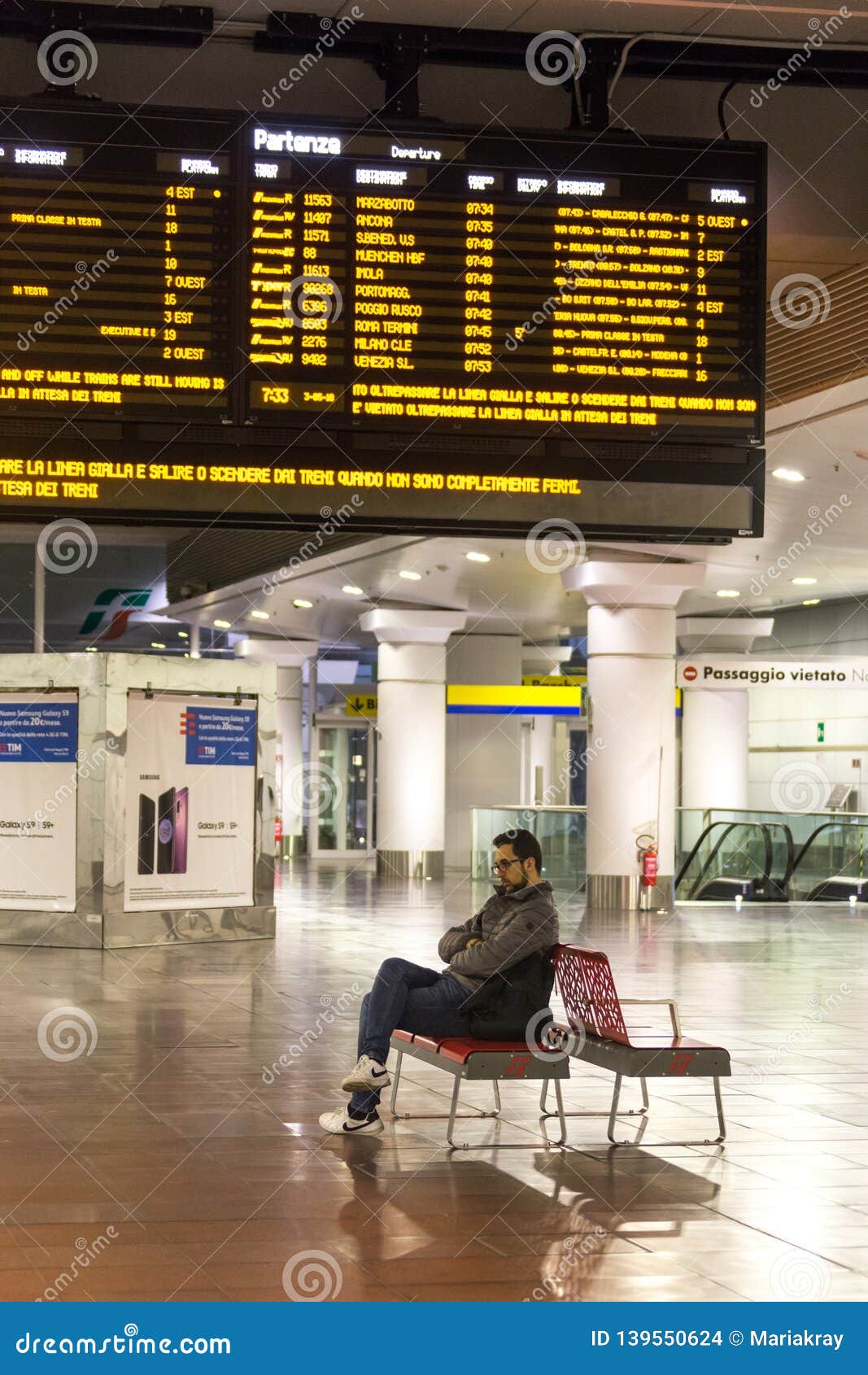 Bologna, Italy 03 MAY, 2018 Bologna Main Train Station Timetable