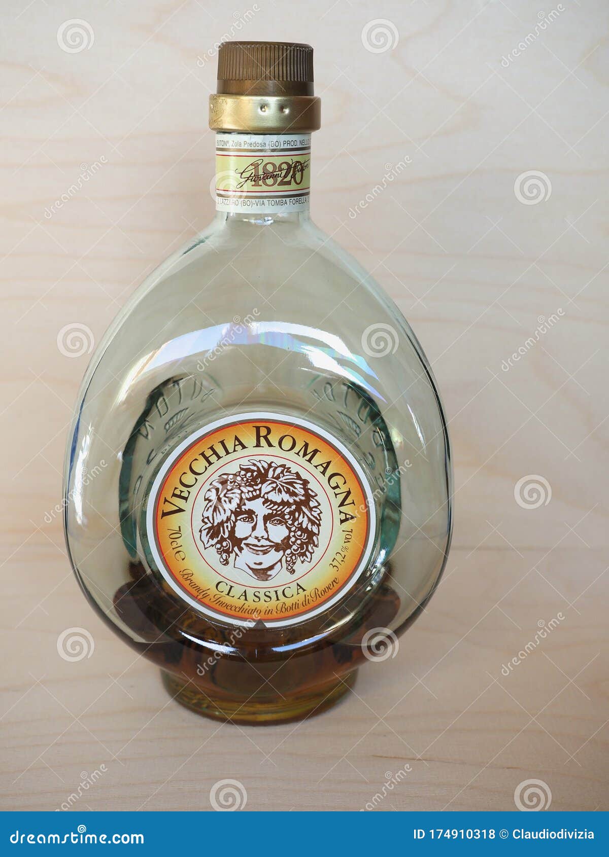 BOLOGNA MAR 2020 Vecchia Romagna Brandy Bottle Editorial Stock Photo