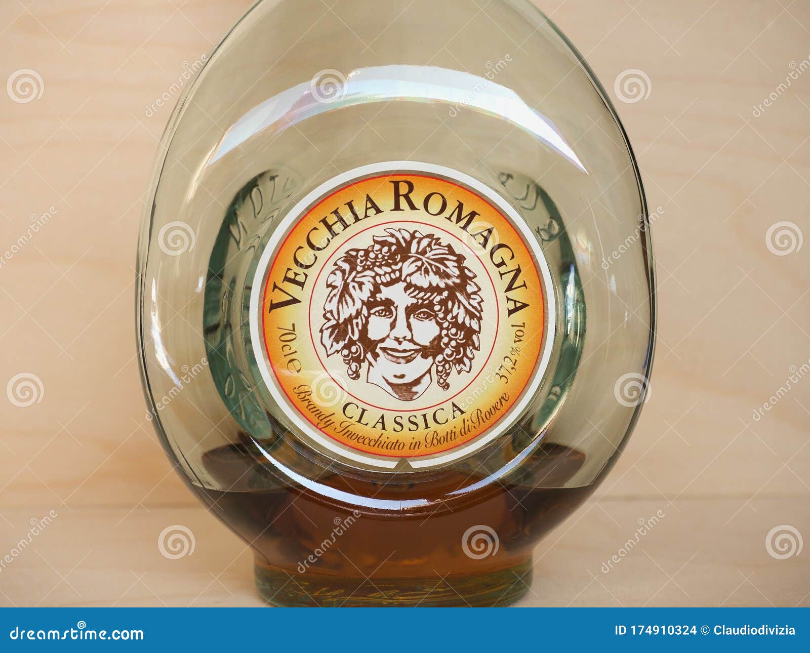 BOLOGNA MAR 2020 Vecchia Romagna Brandy Bottle Editorial Stock Image