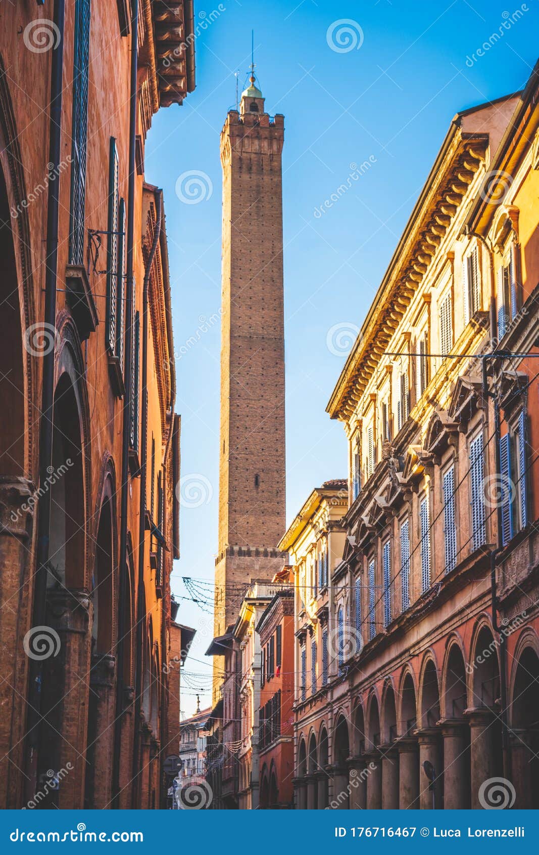 Bologna Skyline Historic Building Vertical Background of Emilia Romagna