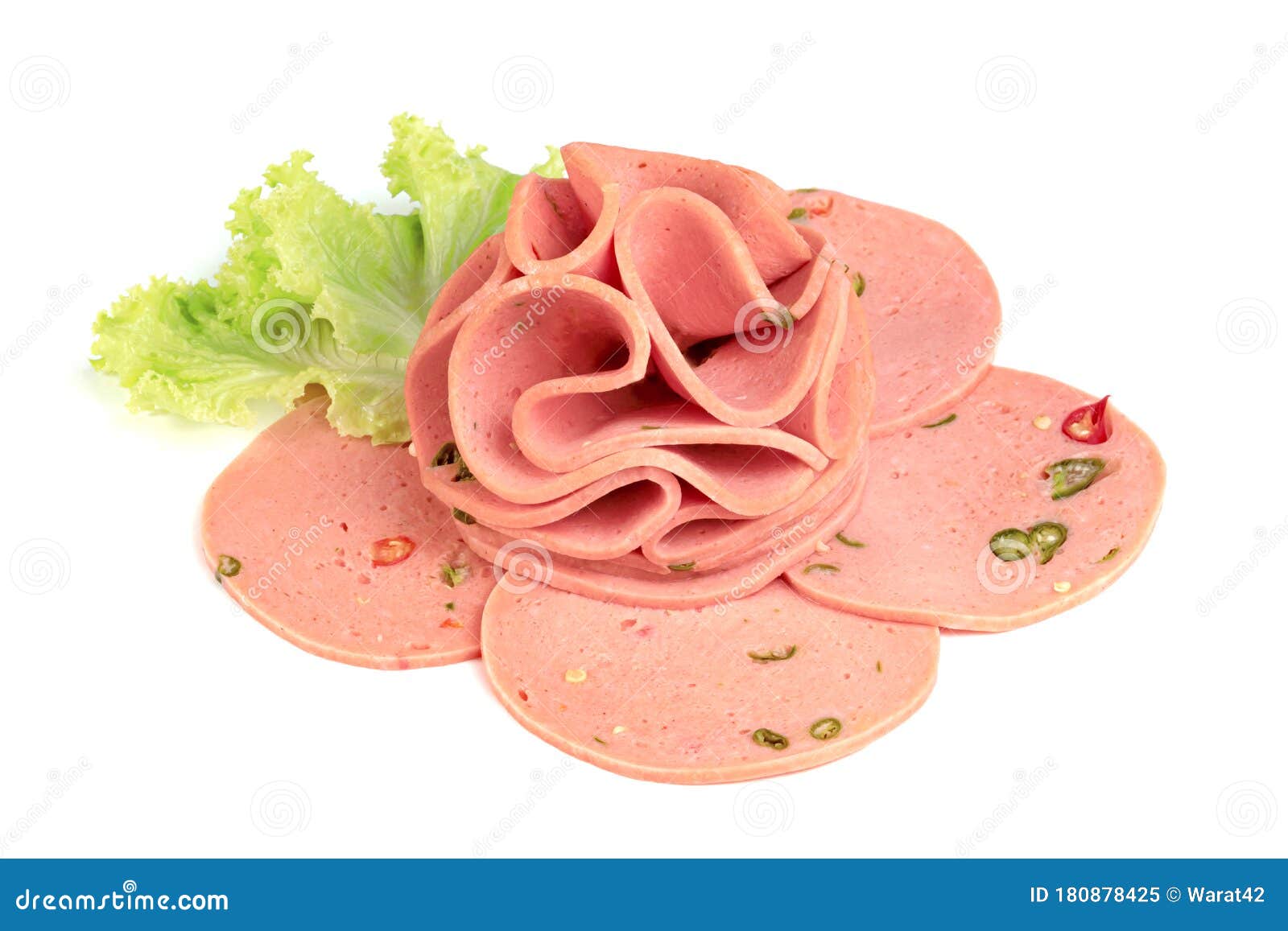 Bologna Sliced Isolated on White Background Stock Image Image of
