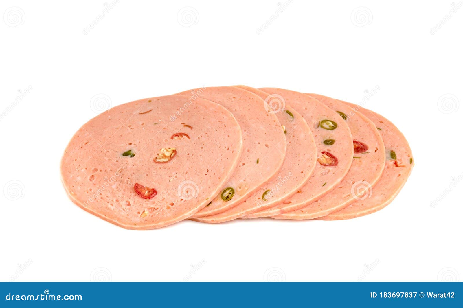 Bologna Sliced Isolated on White Background Stock Image Image of