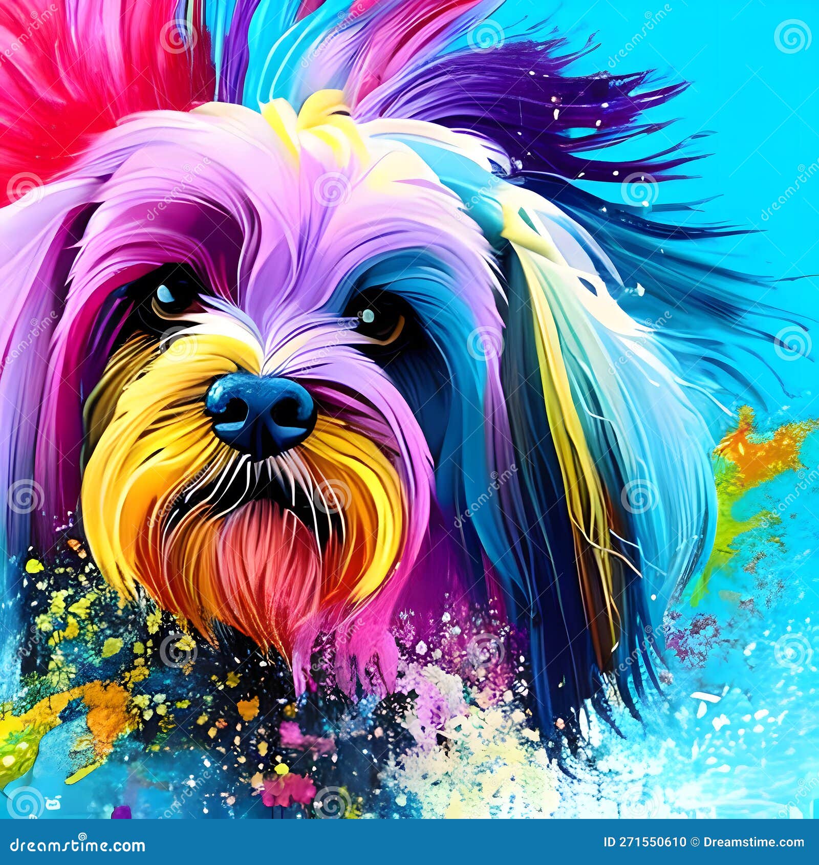 Bolognese Dog Breed Watercolor Illustration. Cute Pet Drawing Isolated