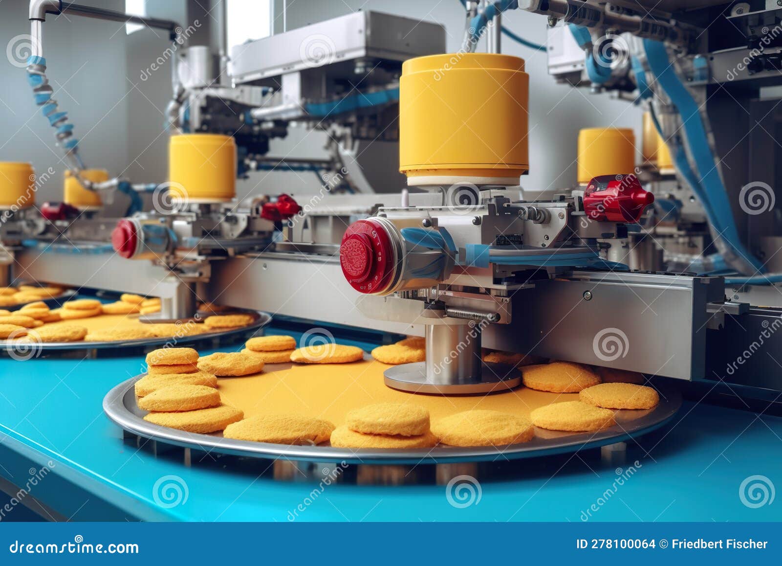 Bolos Da Fábrica De Doces Numa Correia Transportadora. Linha De