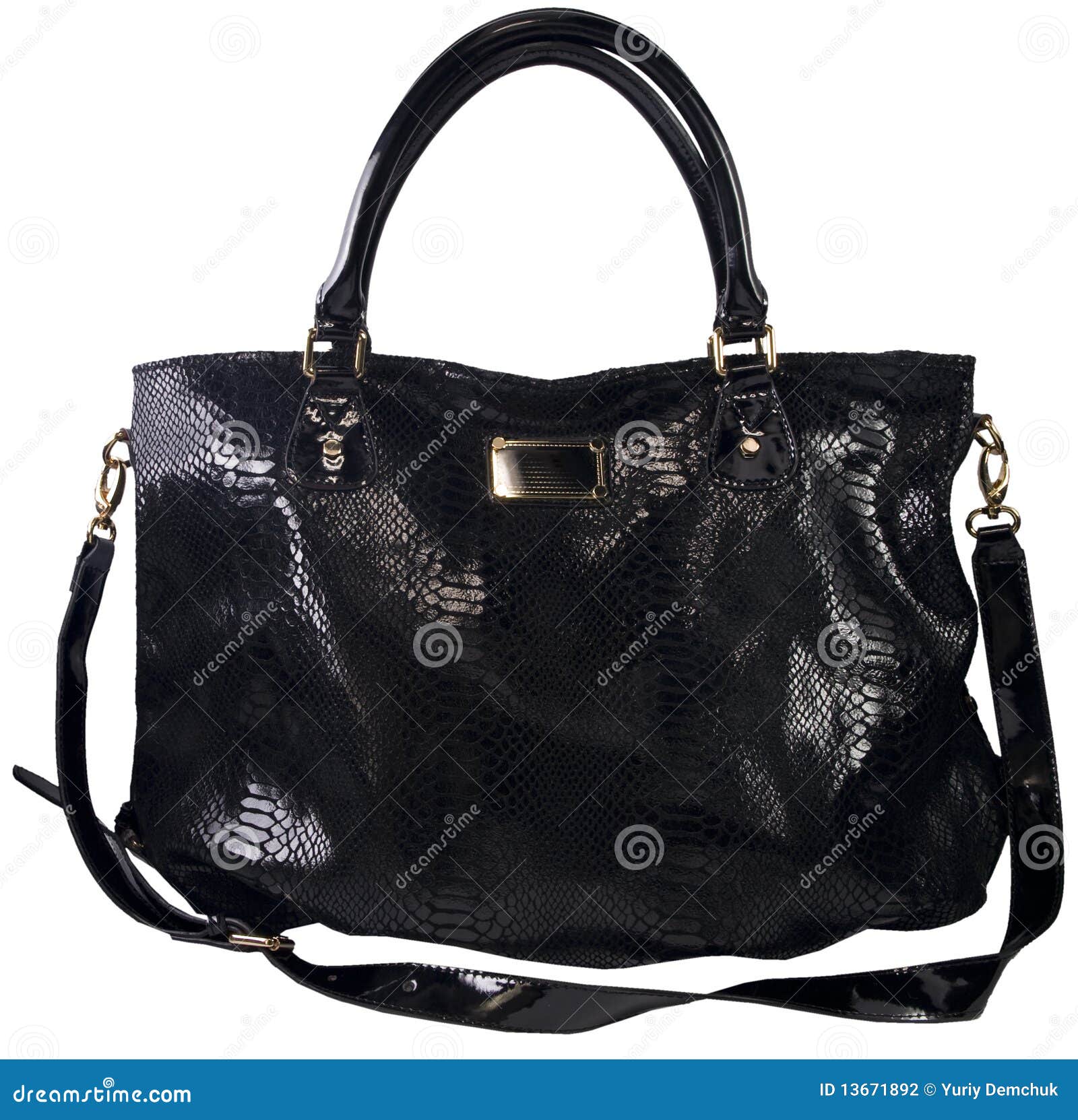 Bolso de cuero de la manera de las mujeres en un negro blanco del fondo