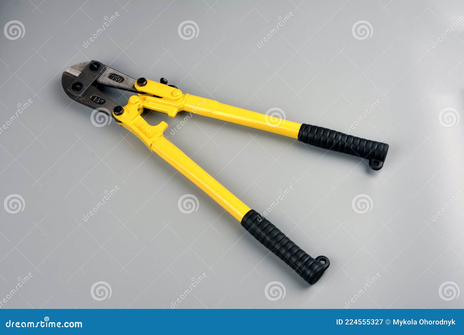 Bolt Cutter on Concrete Surface Construction Concept.hardware Store and Manual Work Tools
