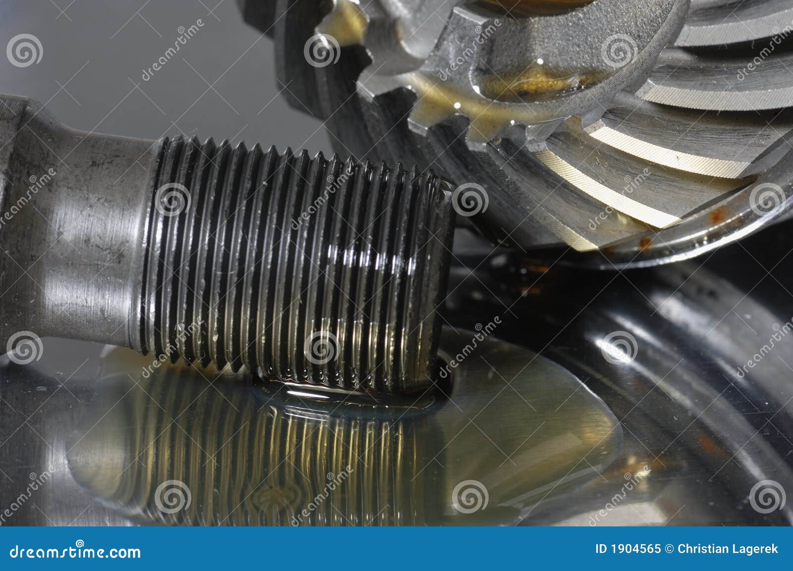 Bolt and gear in oil idea stock image. Image of gears 1904565