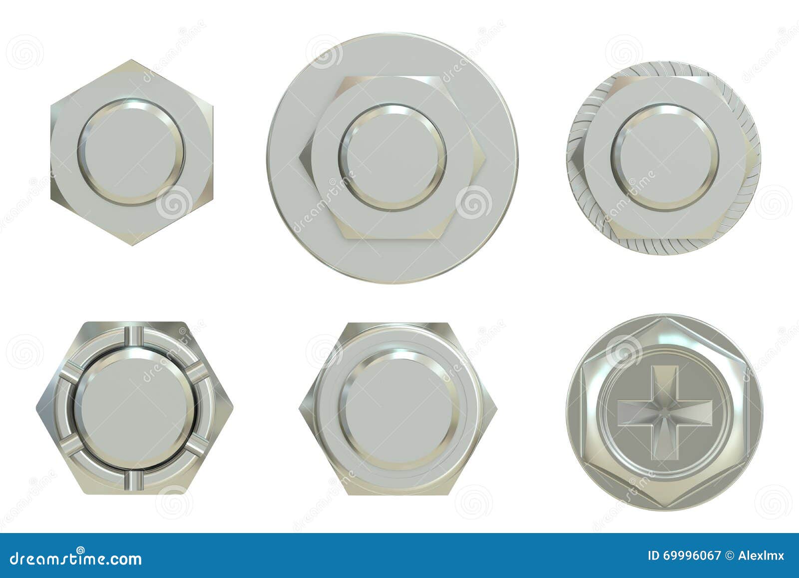 Bolt, Nut and Washer , 3D Rendering Stock Illustration Illustration