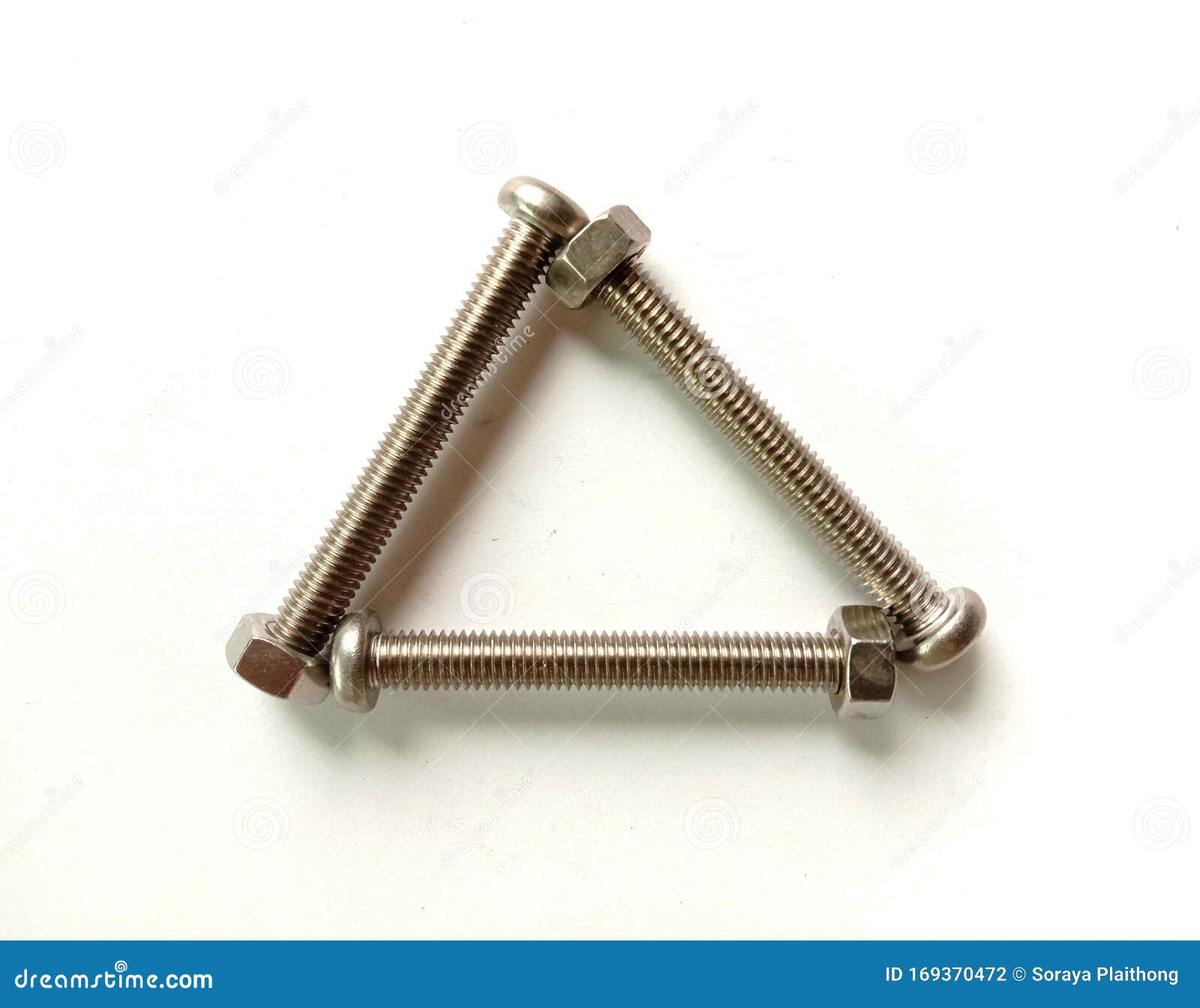 Bolts and Nuts Hardware Tools Isolated on White Background. Stock Photo