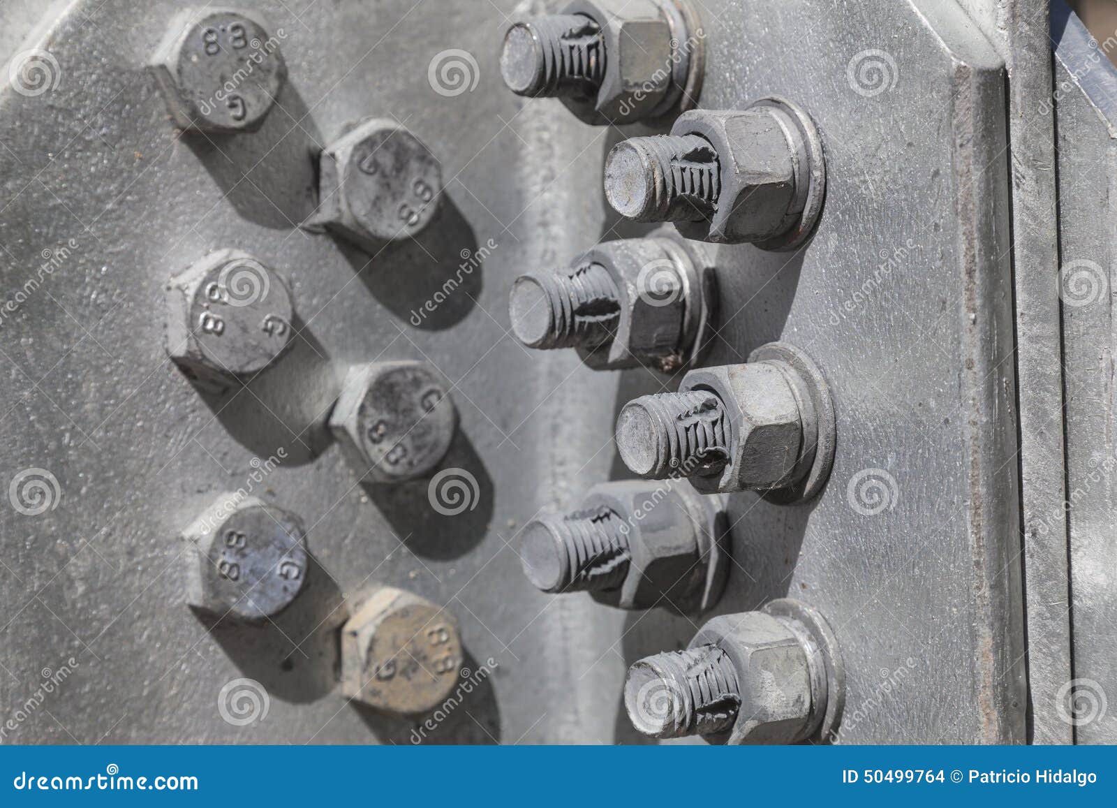 bolts and nuts in the structure of a steel tower