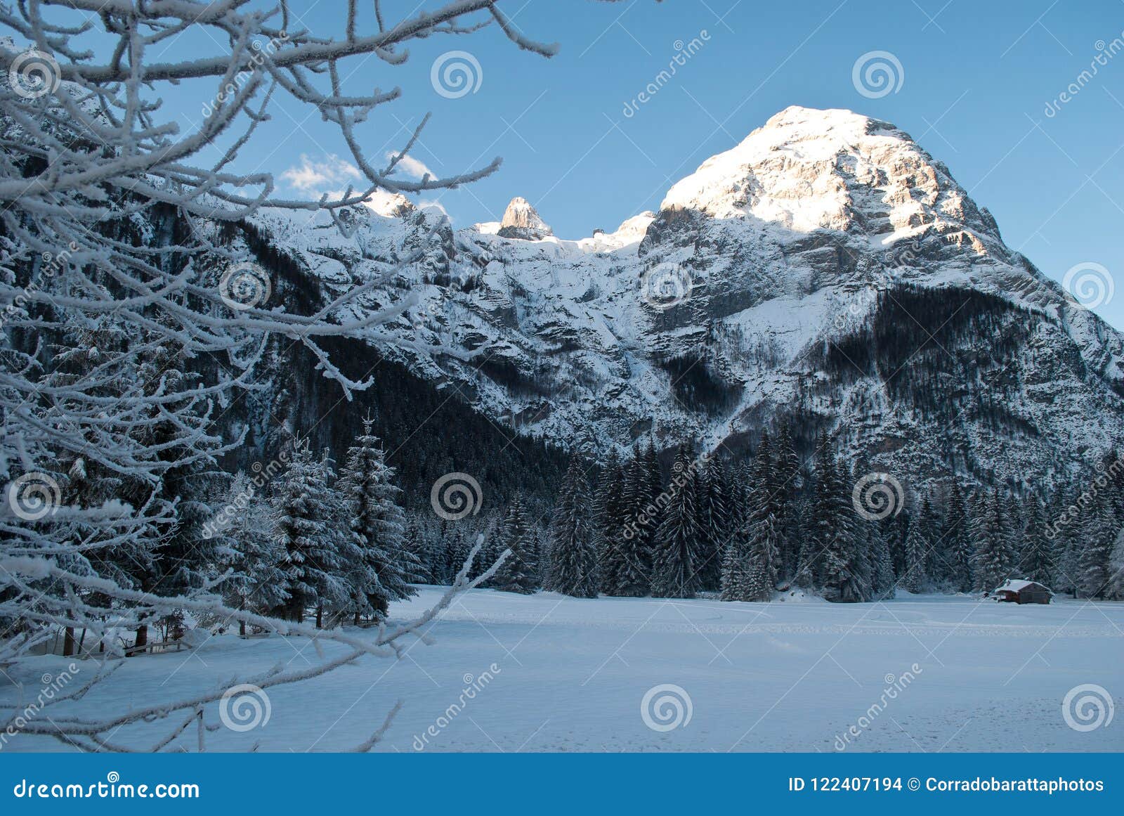 Bom Dia Muito Frio Nas Montanhas Cobertas Pela Neve Fresca Foto de Stock -  Imagem de montanha, feriados: 122407194