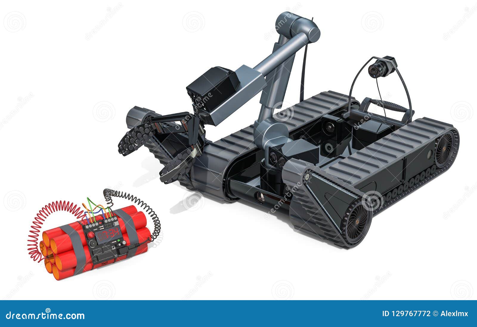 Bomb Disposal Robot with Bomb, 3D Rendering Stock Illustration Illustration of automation, robotic: 129767772