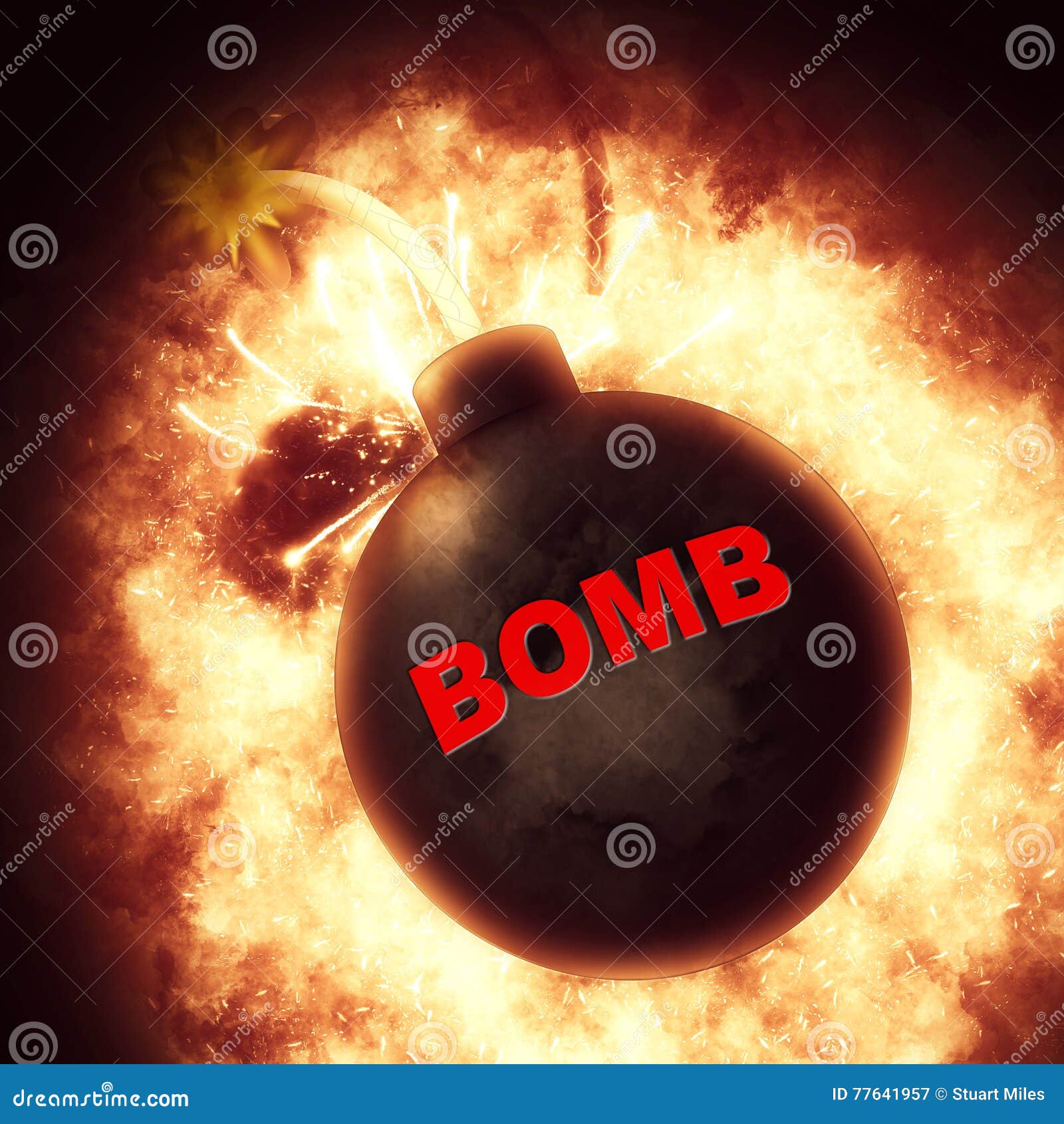 Bomb Explosion Indicates Military Action and Battle Stock Illustration