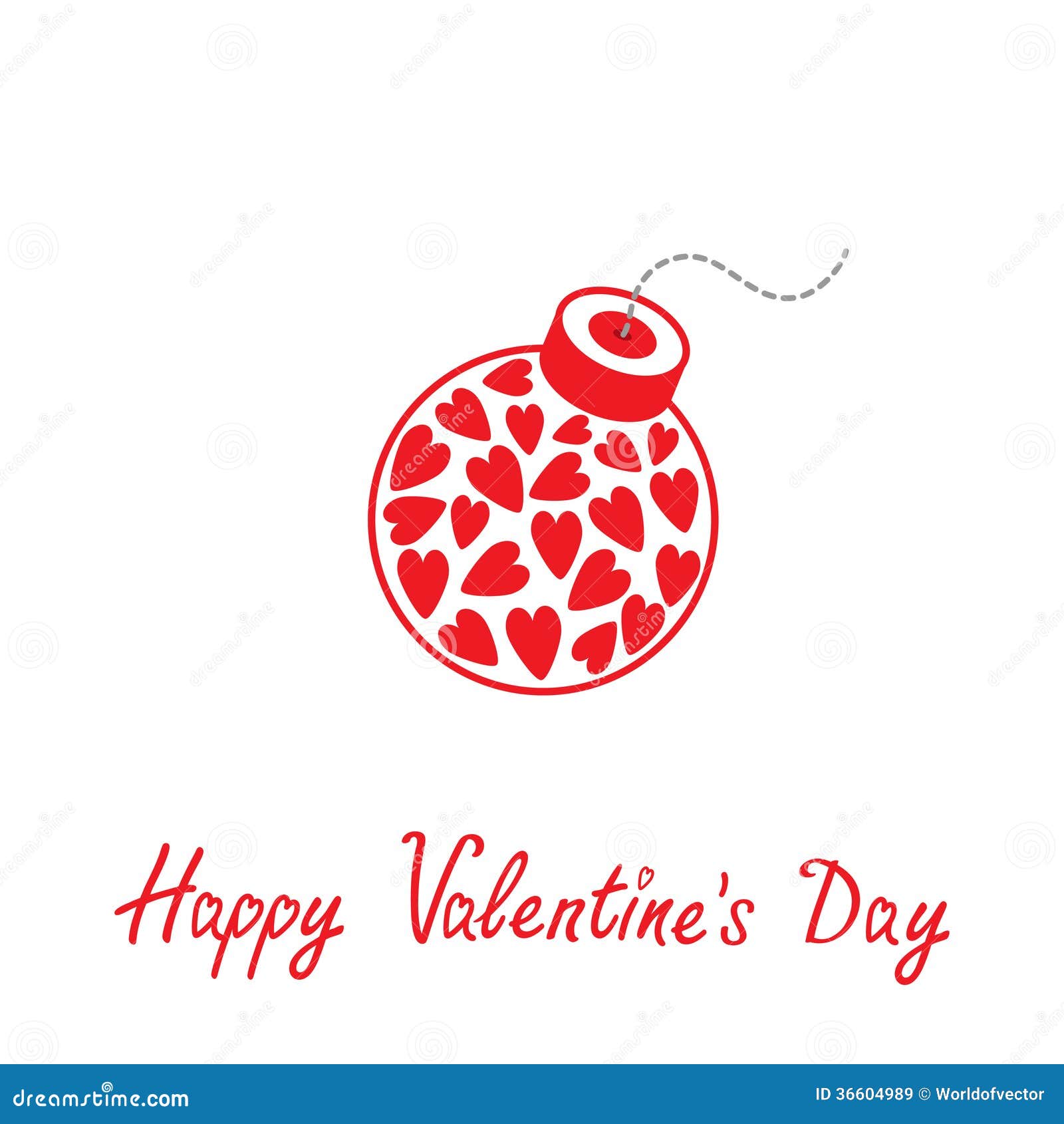 Bomb with Hearts Inside. Happy Valentines Day Card Stock Vector