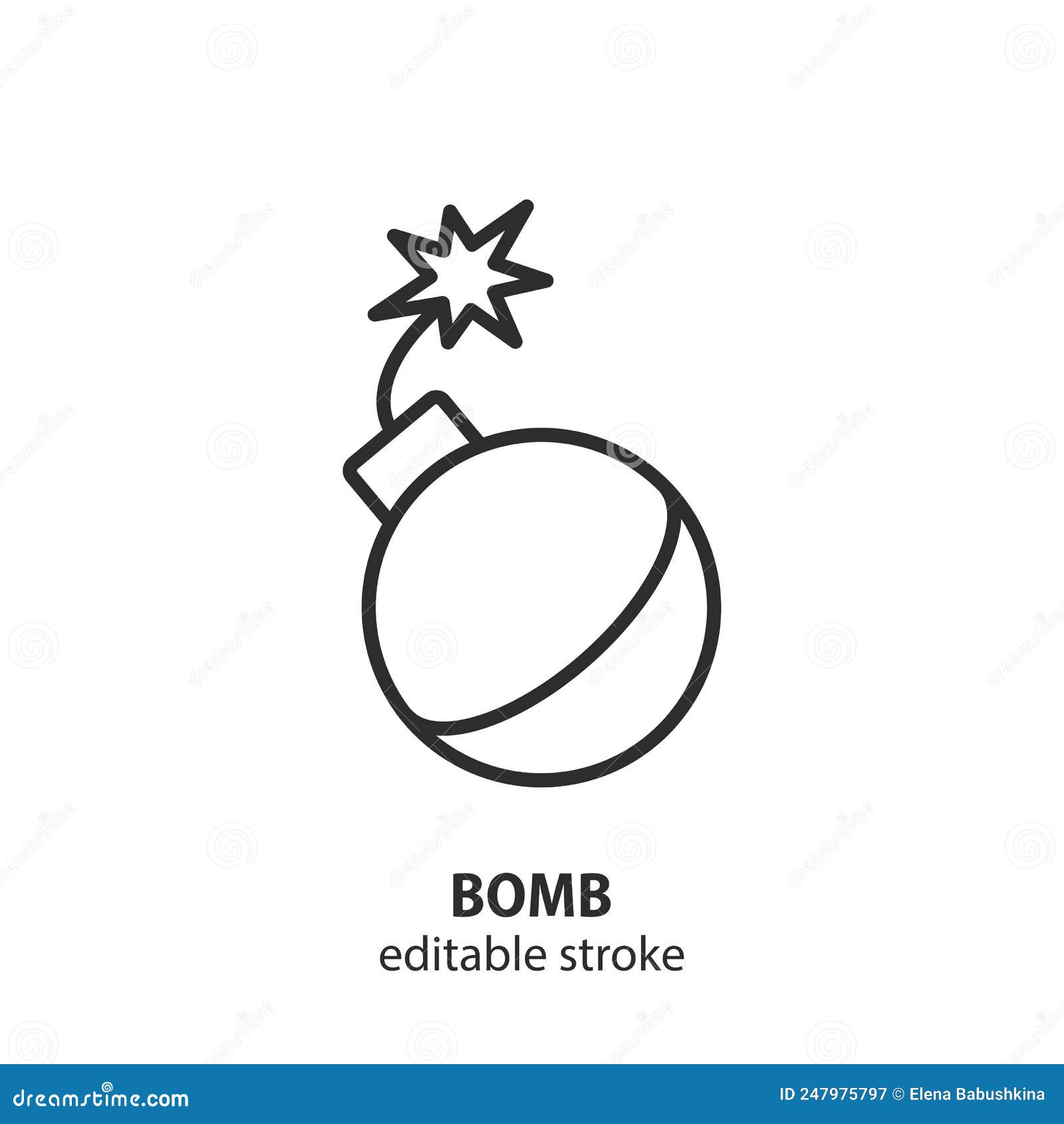Bomb Line Icon. Explosive Dynamite, Symbol Of Danger, War, Risk. 