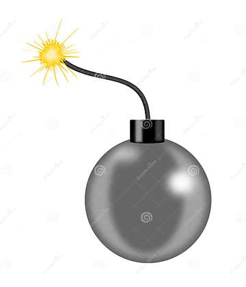 Bomb with a lit fuse stock illustration. Illustration of caution - 3810423