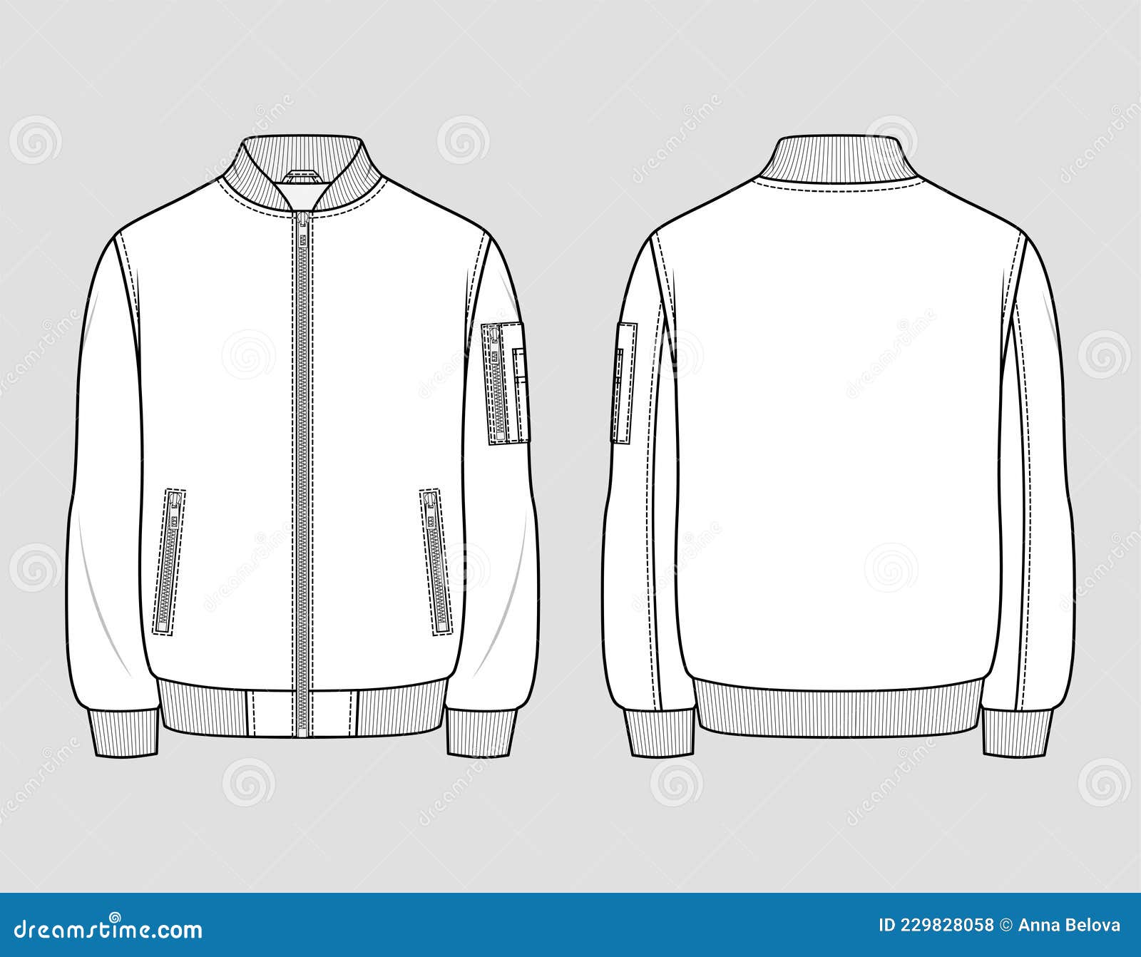 Bomber Jacket Mock Ups Sublimated Templates Vector Illustration ...