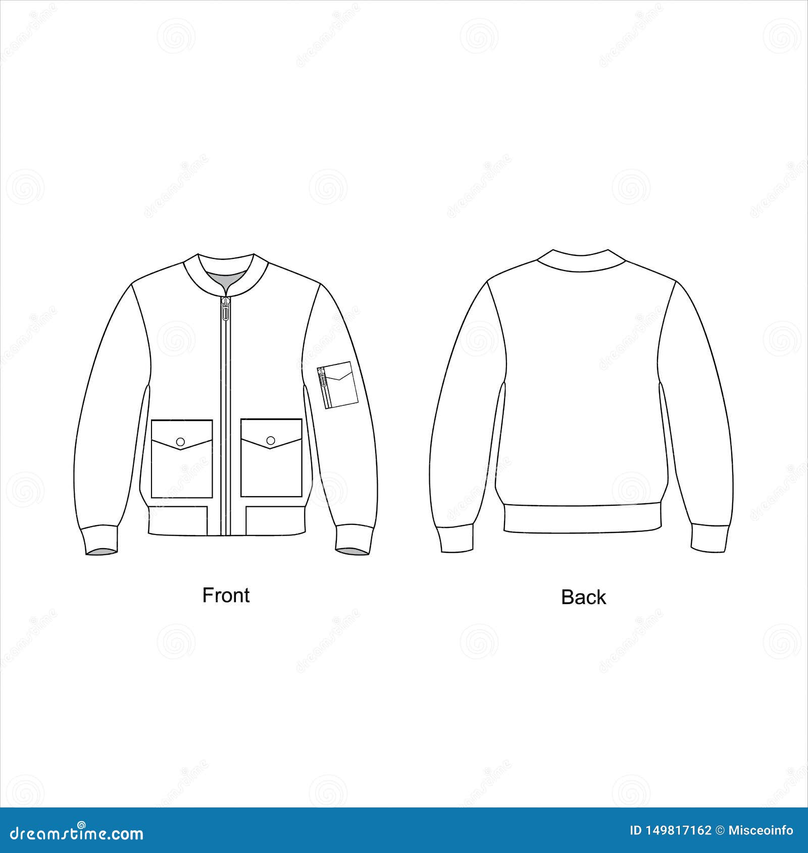 Bomber Jacket  With A Pockets Vector Fashion Jacket  