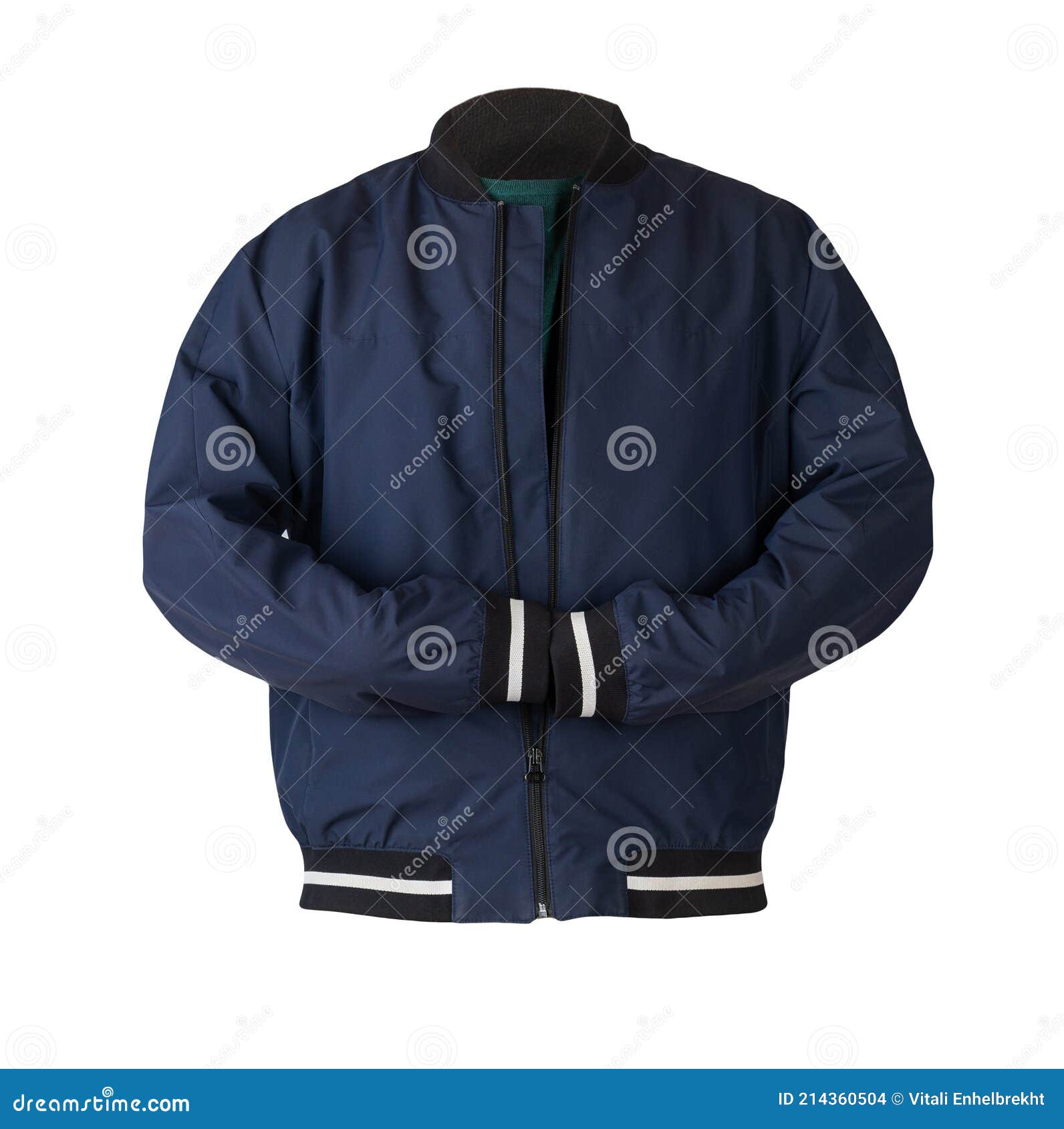 Bomber Jacket and Sweater Isolated on White Background Stock Photo