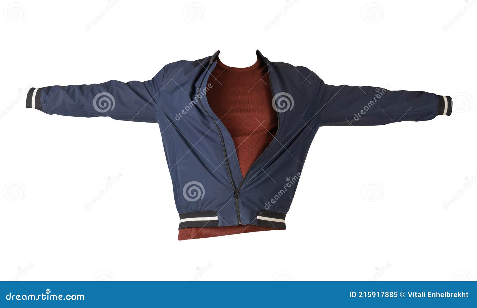 Bomber Jacket and Sweater Isolated on White Background Stock Image