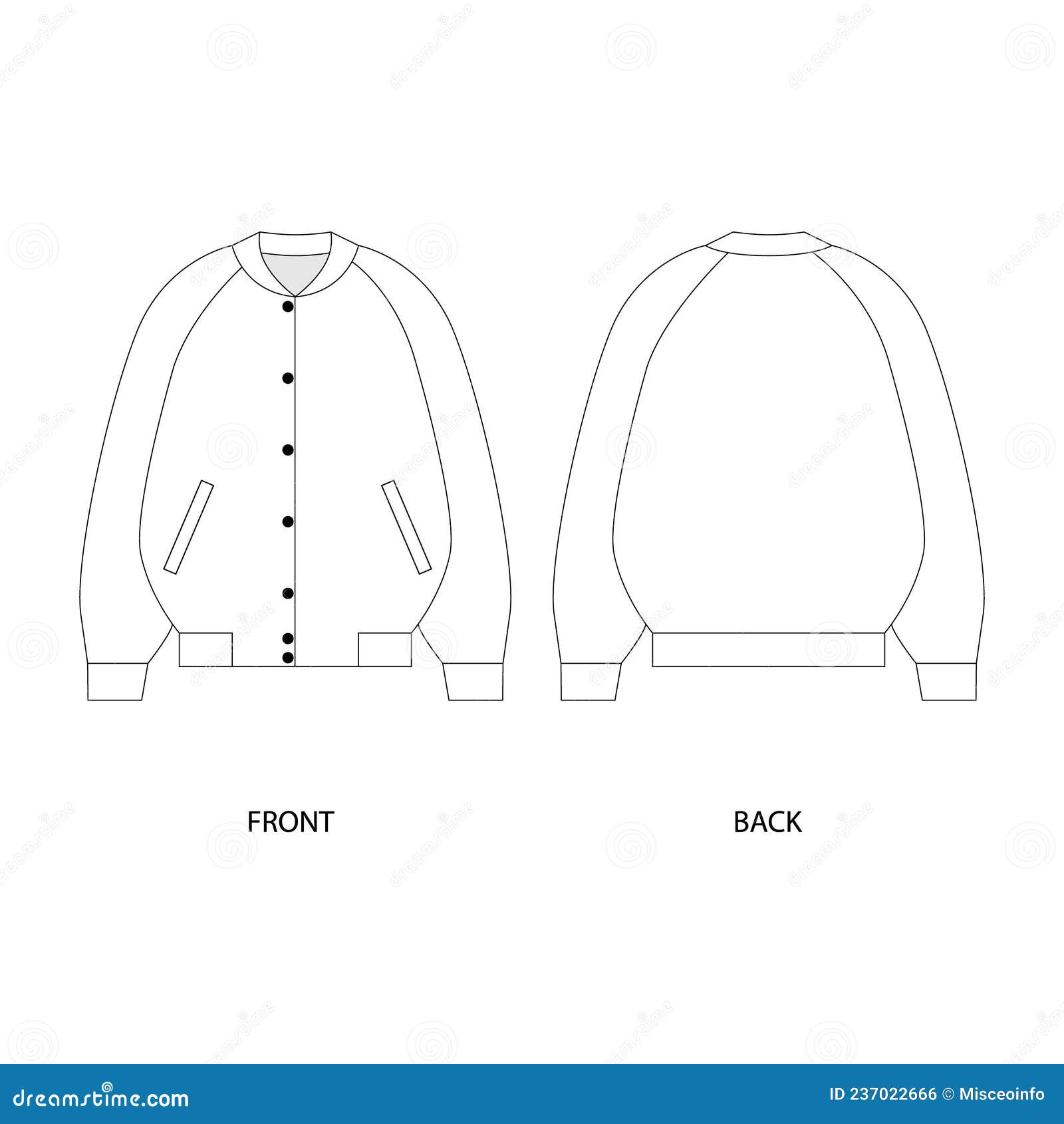 Bomber Jacket Vector Design Template. Jacket Technical Drawing Stock ...