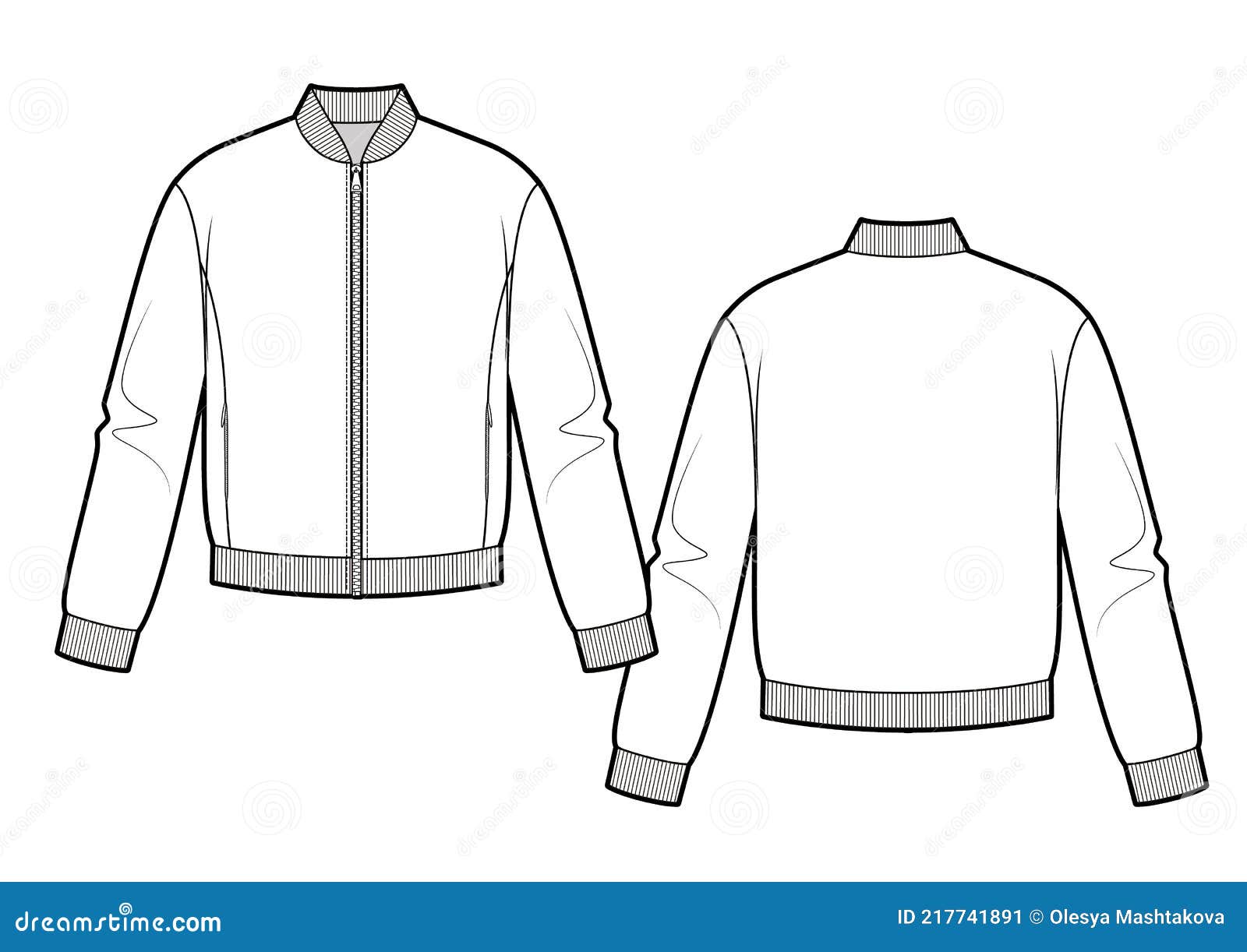 Bomber Jacket on White Background Stock Vector - Illustration of pocket ...