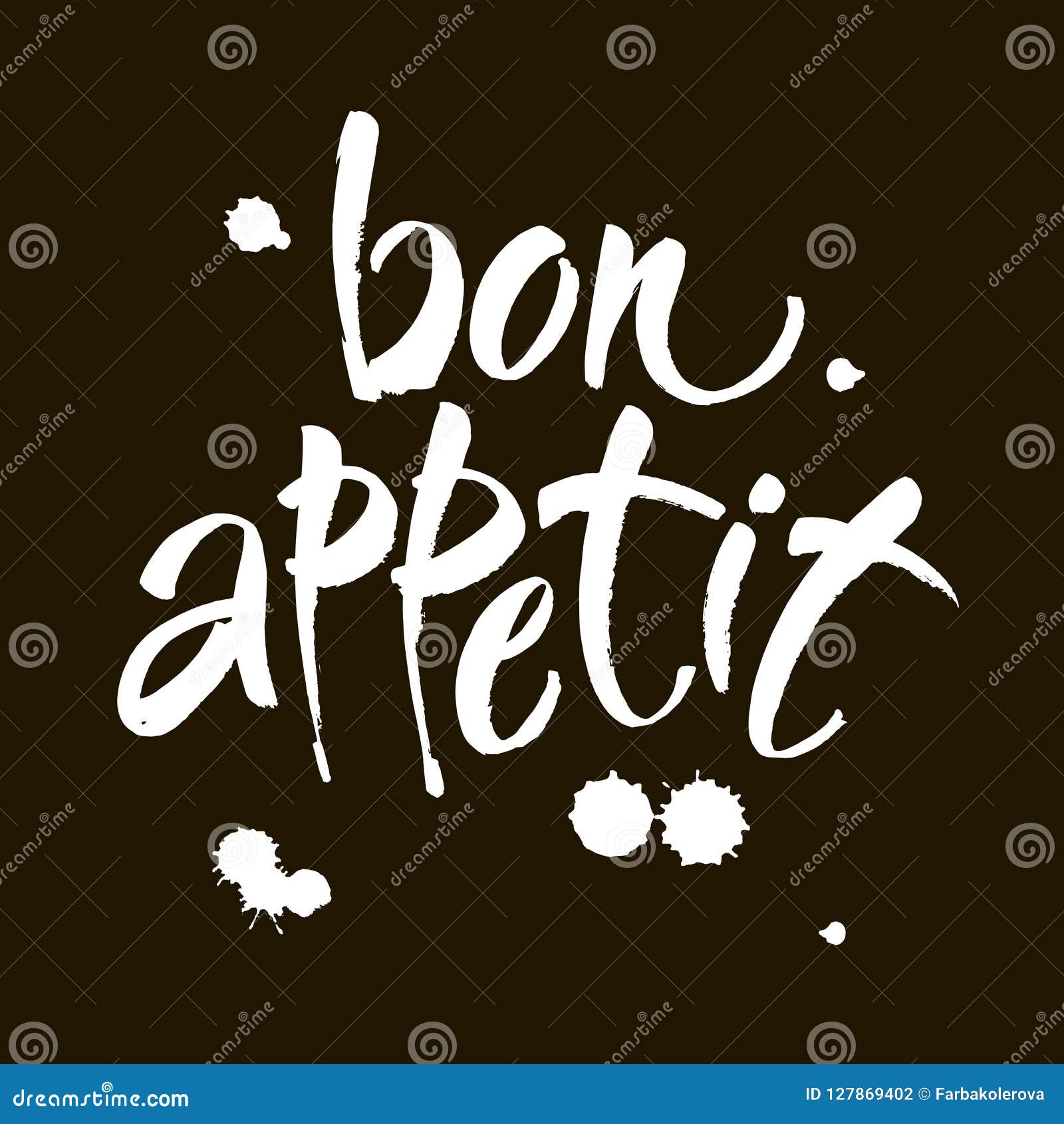 Bon Appetit Card. Hand Drawn Lettering Background. Ink Illustration ...