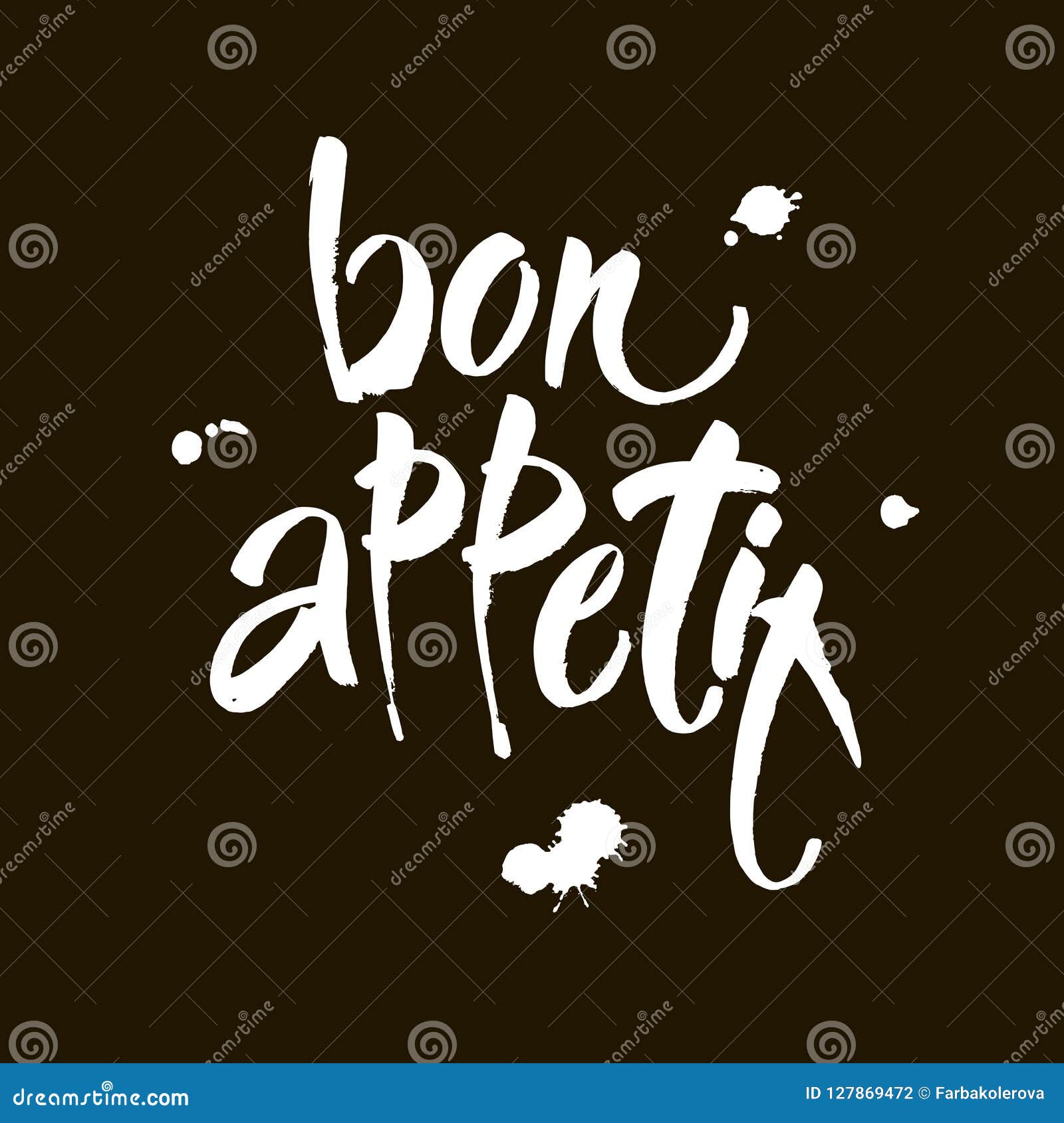 Bon Appetit Card. Hand Drawn Lettering Background. Ink Illustration ...