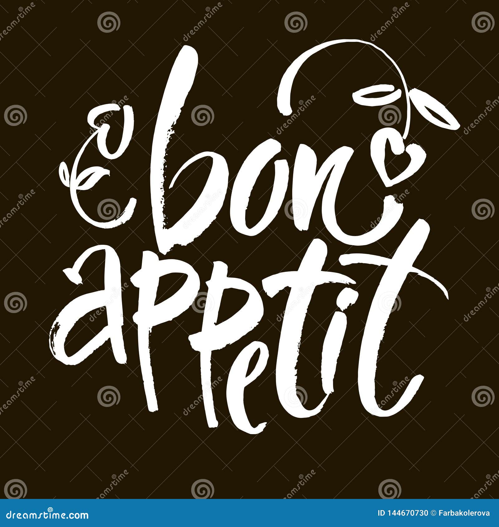 Bon Appetit Card. Hand Drawn Lettering Background. Ink Illustration ...