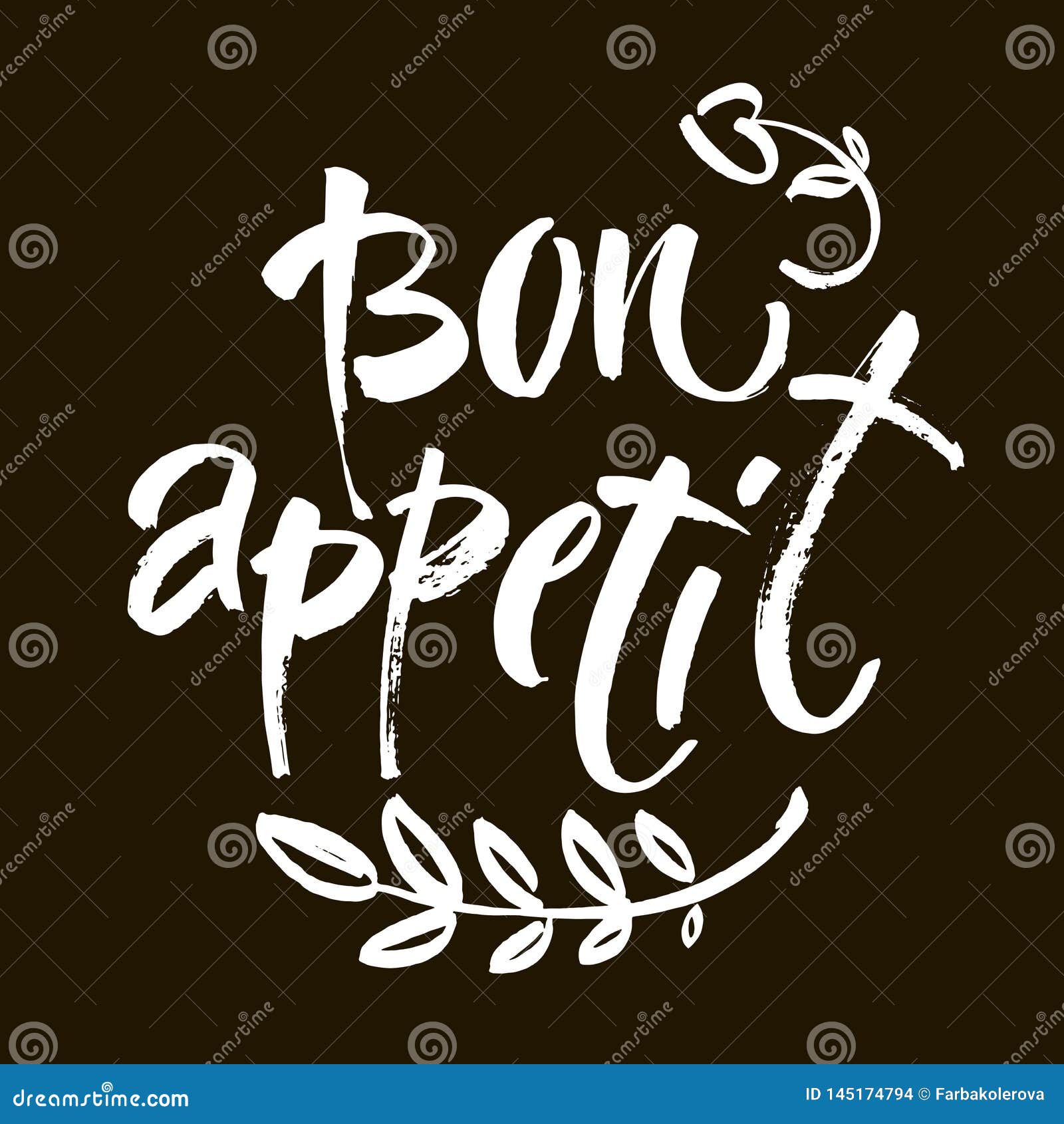Bon Appetit Card. Hand Drawn Lettering Background. Ink Illustration ...