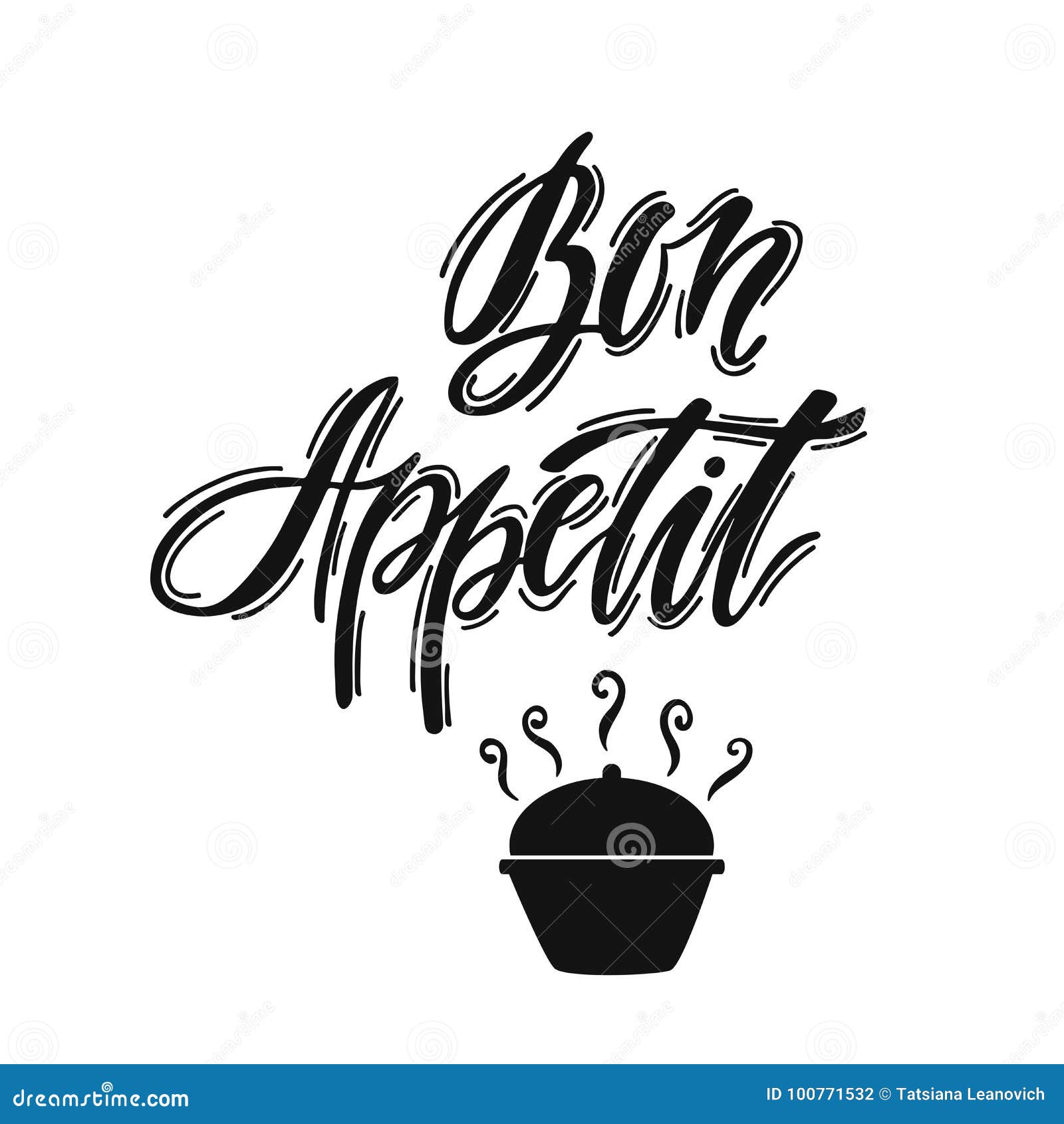 Bon Appetit Hand Drawn Lettering Vector Illustration | CartoonDealer ...