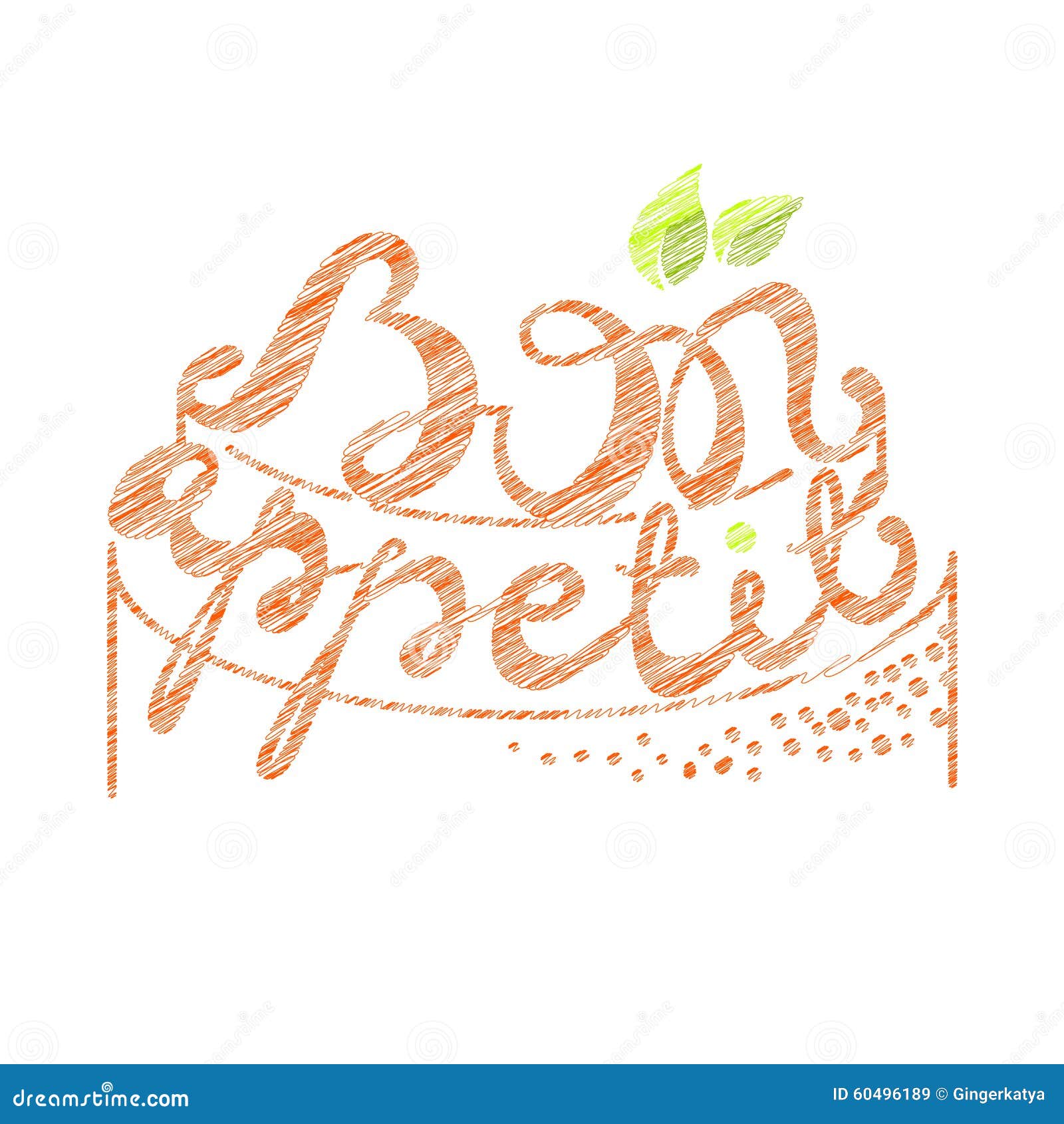 Bon Appetit Hand Lettering. Orange Text on White Stock Vector ...