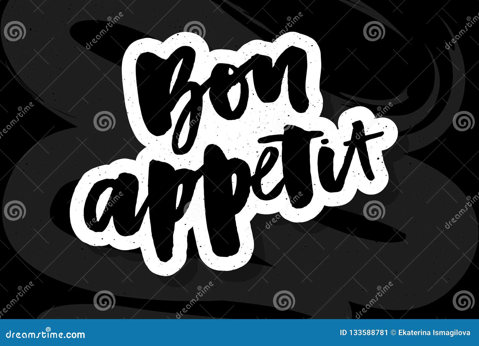 Bon Appetit 2 Lettering Calligraphy Brush Design Ink Black Stock ...