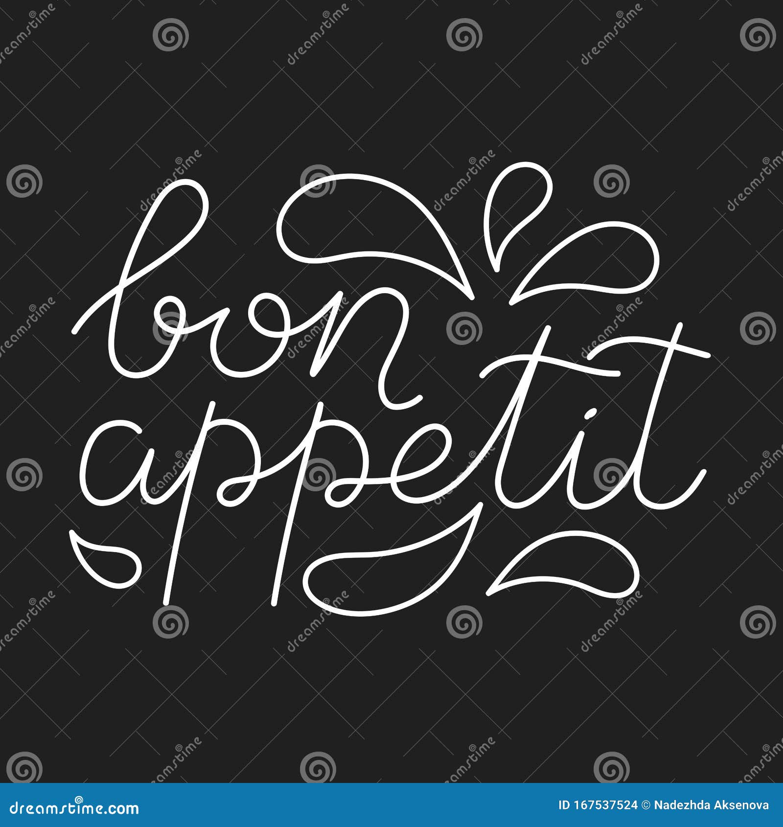 Bon Appetit. The Phrase In The French Language . Handwritten, Isolated ...