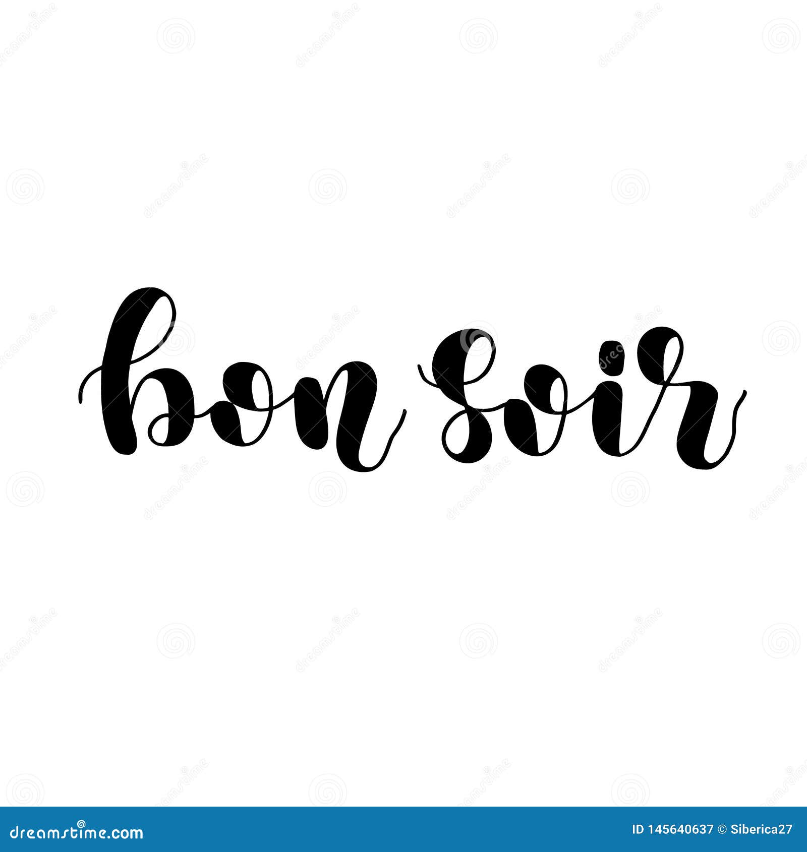 Bon Soir. Good Evening in French. Hand Lettering Illustration