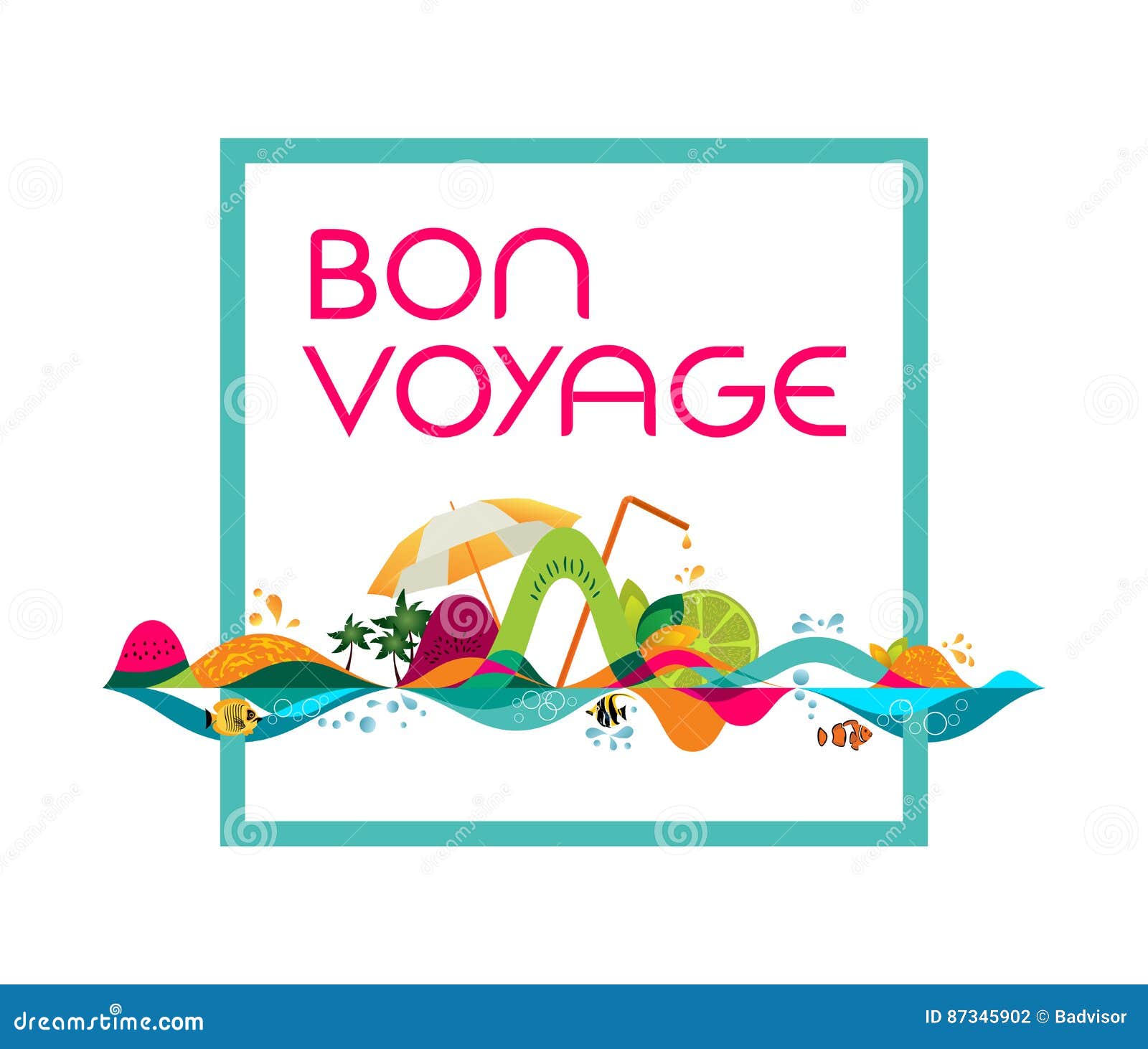 Bon Voyage - Banner, Vector Template Illustration Stock Vector Within Bon Voyage Card Template