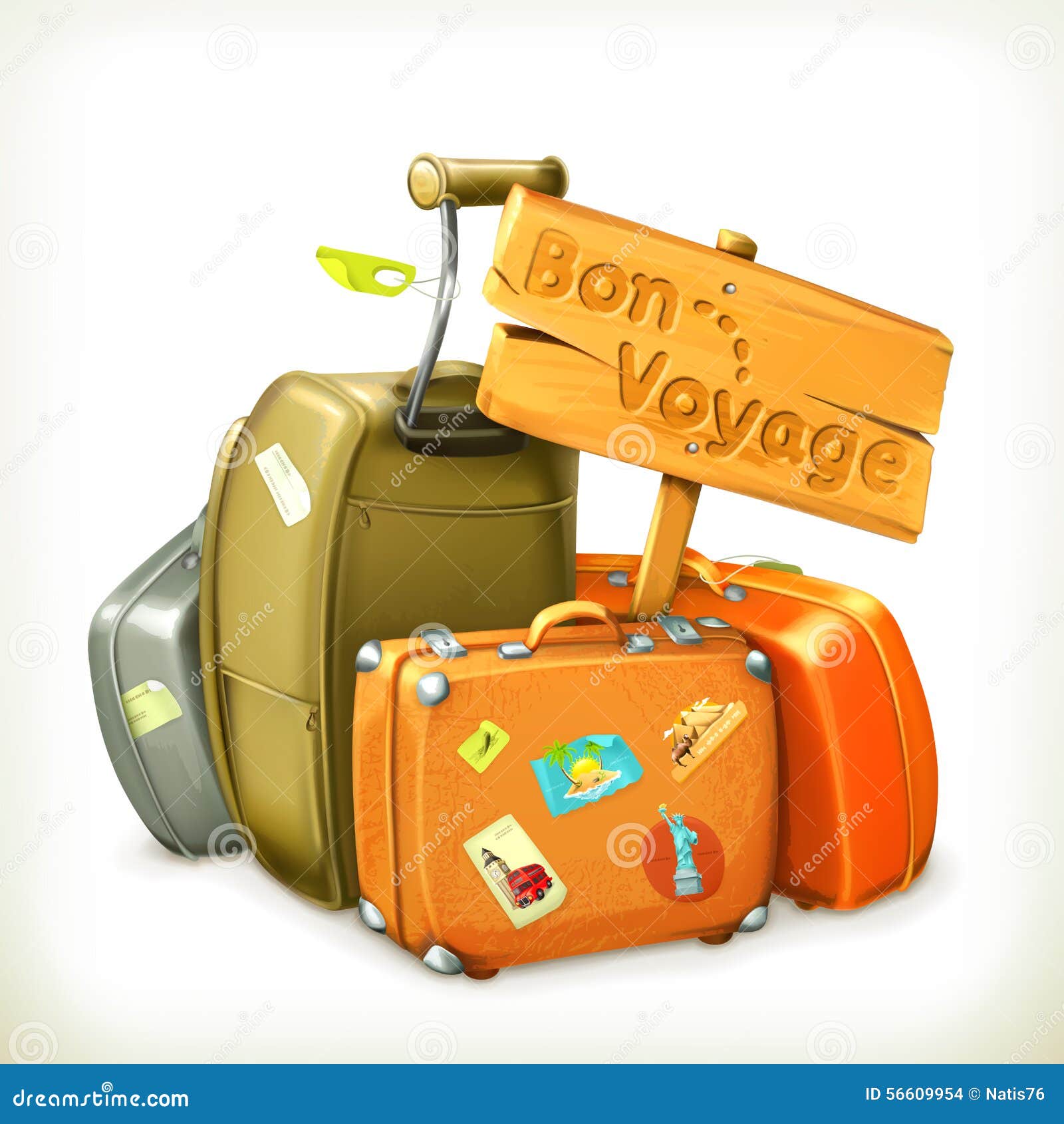 bon voyage sign and travel bags