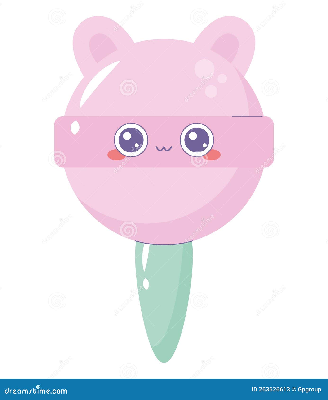 Vectoriel Kawaii Lollipop Bonbon Aux Yeux Brillant Sucré Isolé Sur