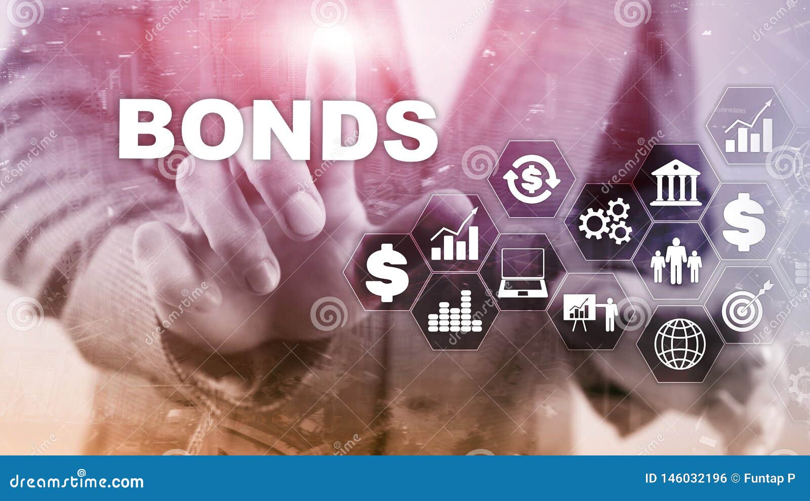 bond finance banking technology business concept. electronic online trade market network.