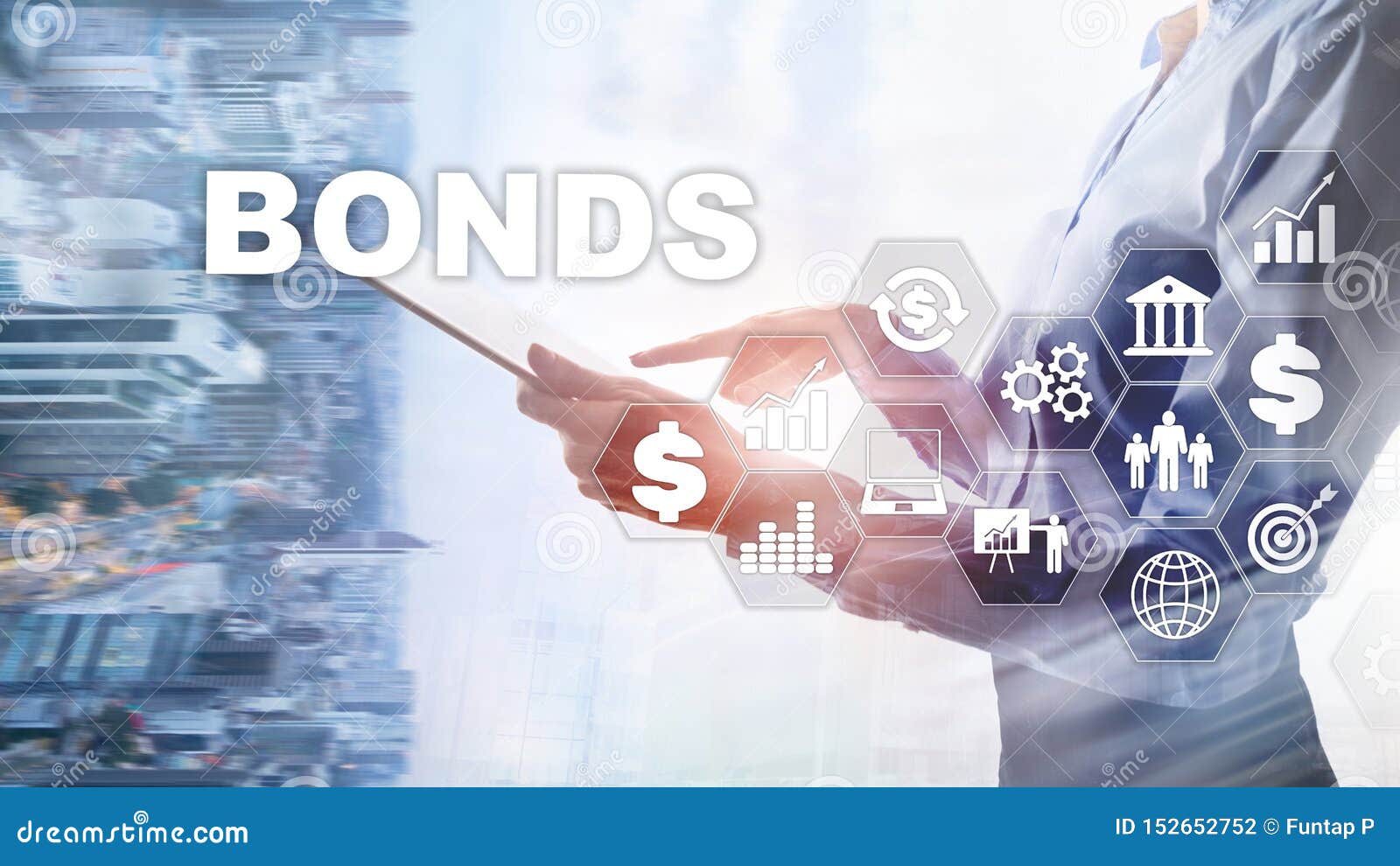 bond finance banking technology business concept. electronic online trade market network