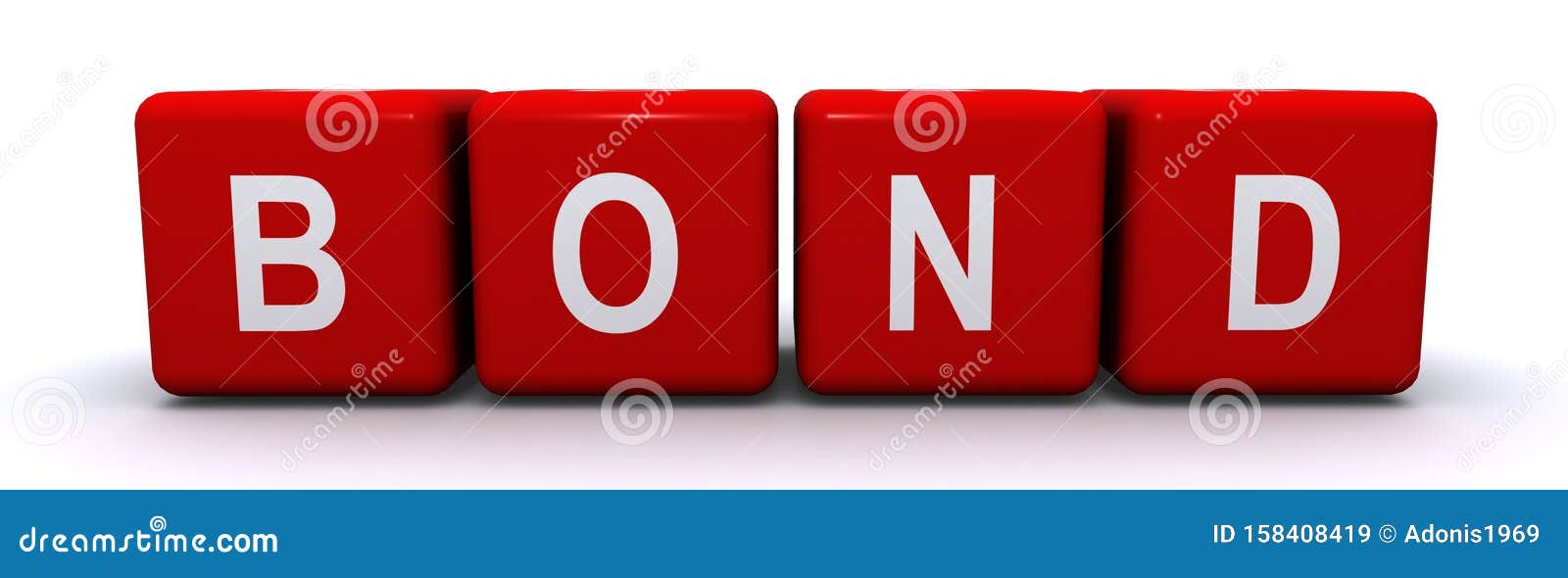 Bond word cube on white stock illustration. Illustration of grid 158408419