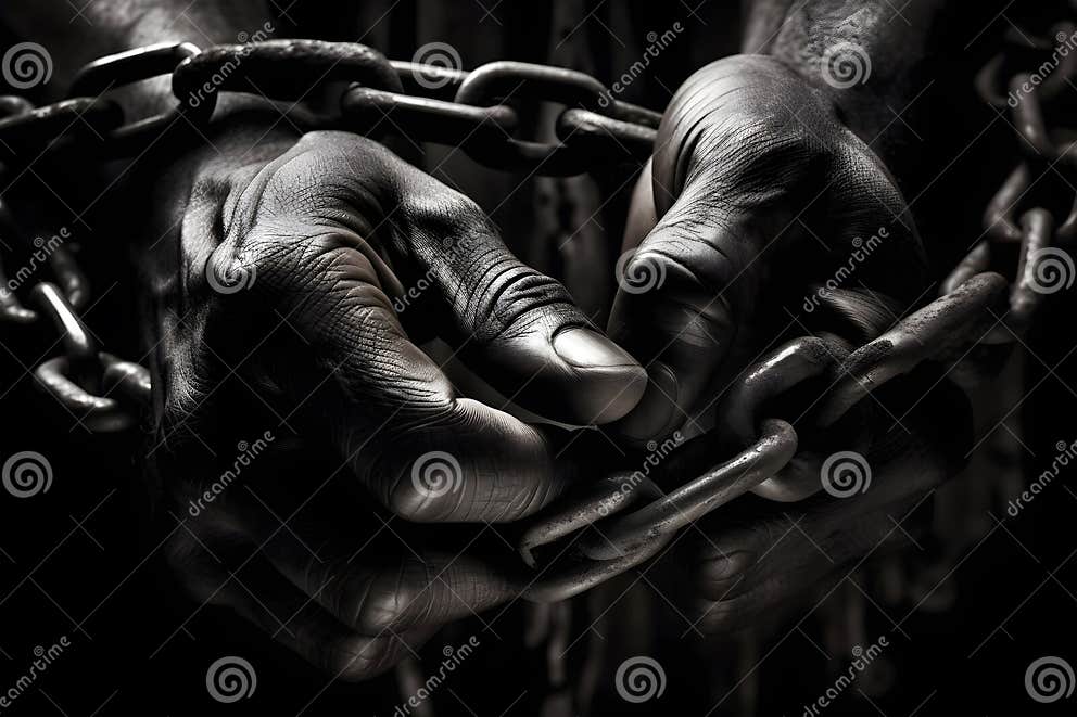 Bondage of the Hand with Chains. Slavery Stop. Stock Image Image of