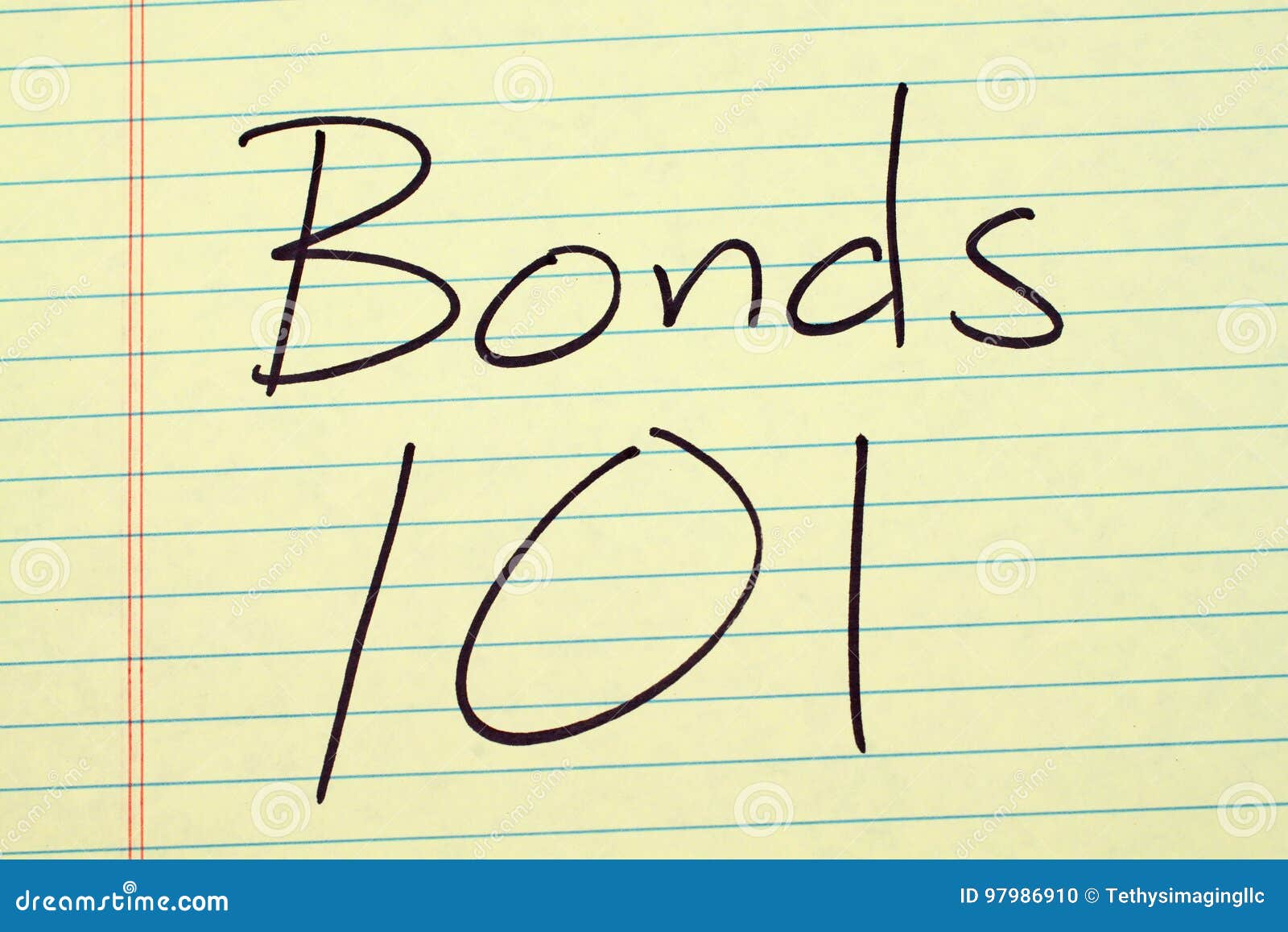 bonds 101 on a yellow legal pad