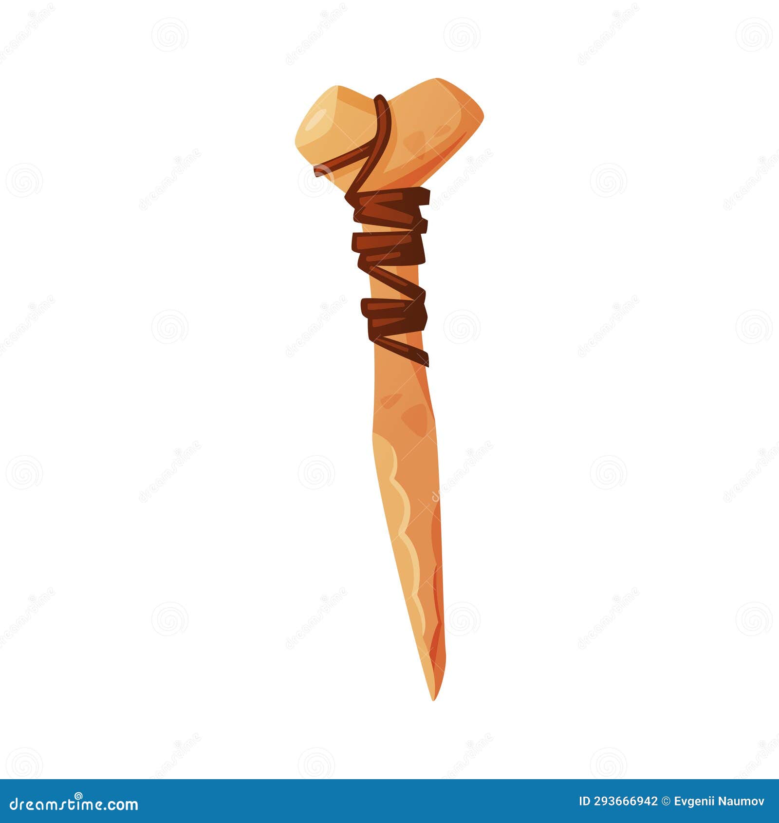 bone bludgeon as ancient tool with shaft  