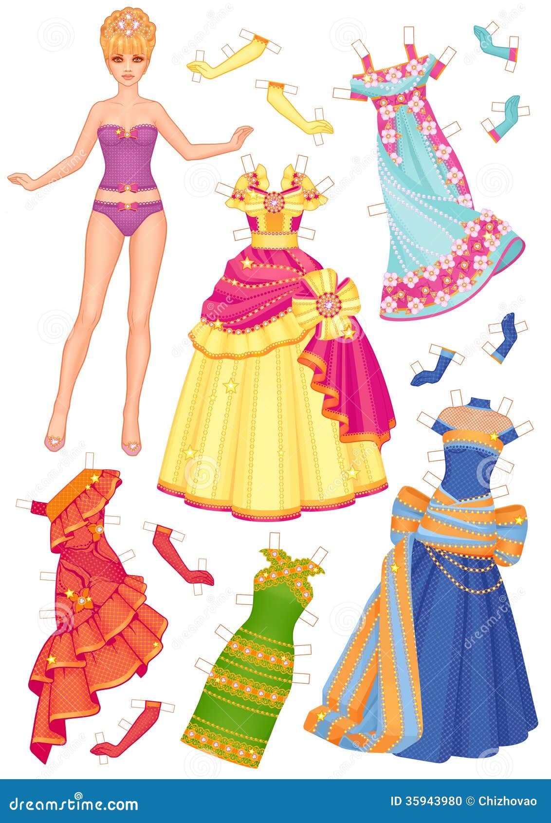 Boneca Com Os Vestidos Para Cortar Ilustração Stock - Ilustração de  entalhe, estilo: 35943980