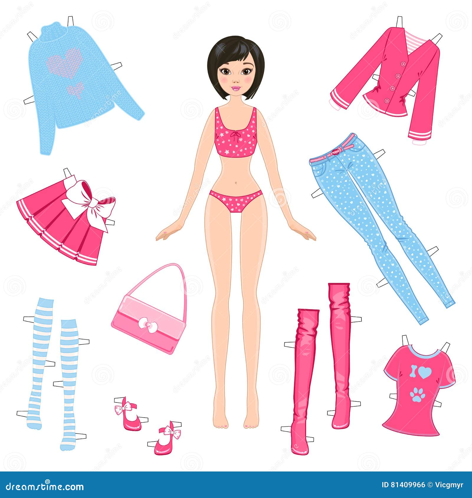 Boneca de papel com roupas e: vetor stock (livre de direitos) 325212497, Shutterstock