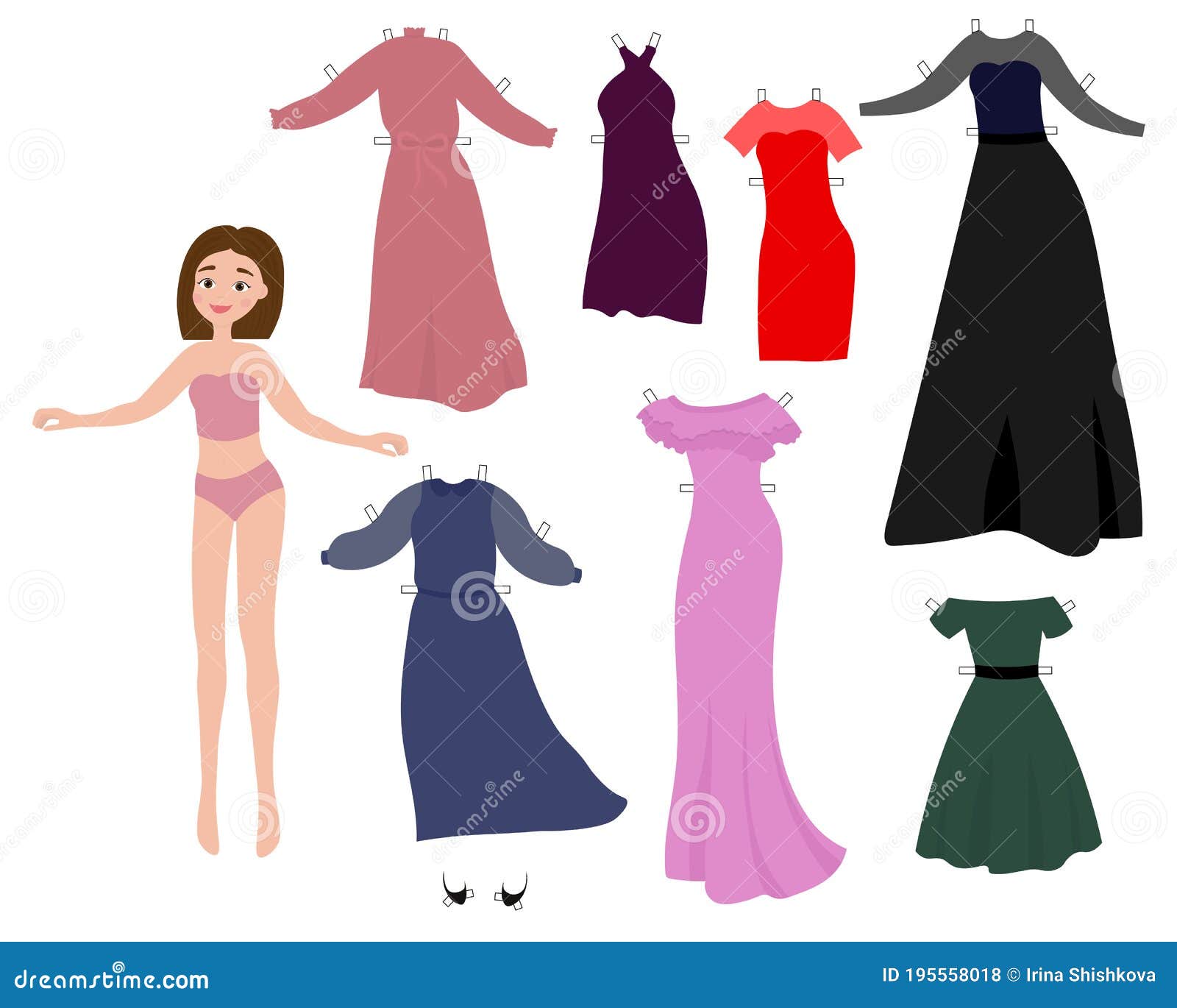 Boneca Com Os Vestidos Para Cortar Ilustração Stock - Ilustração de  entalhe, estilo: 35943980