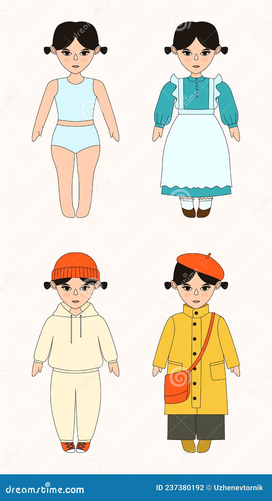 Boneca De Papel Um Conjunto De Roupas E Acessórios Para Ela. Ilustração  Vetorial. Isolado. Desenho Animado. Imagem de Stock - Imagem de jogo,  forma: 225867949